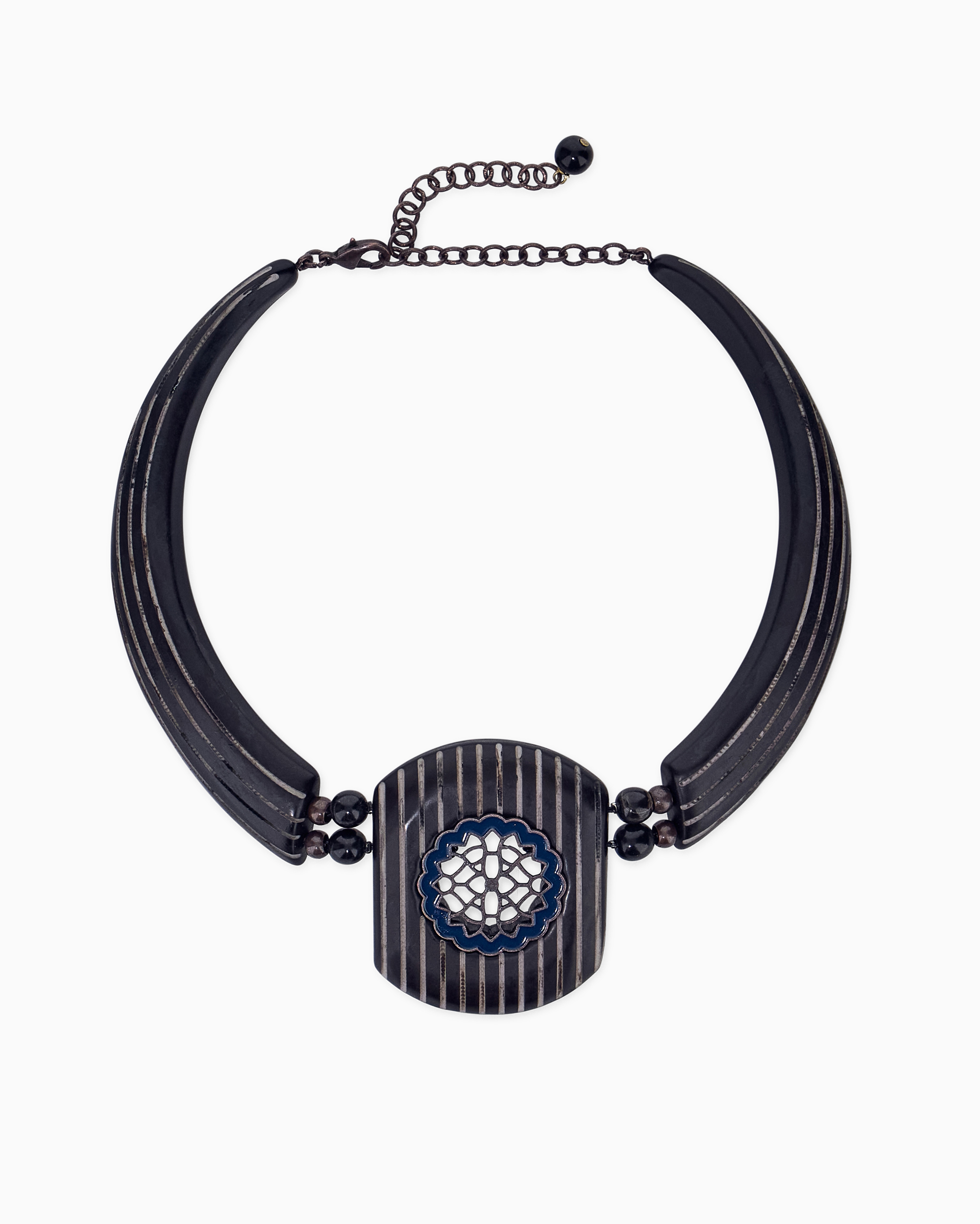 Giorgio Armani Blue Necklace In Polymethyl Methacrylate With Brass And Resin