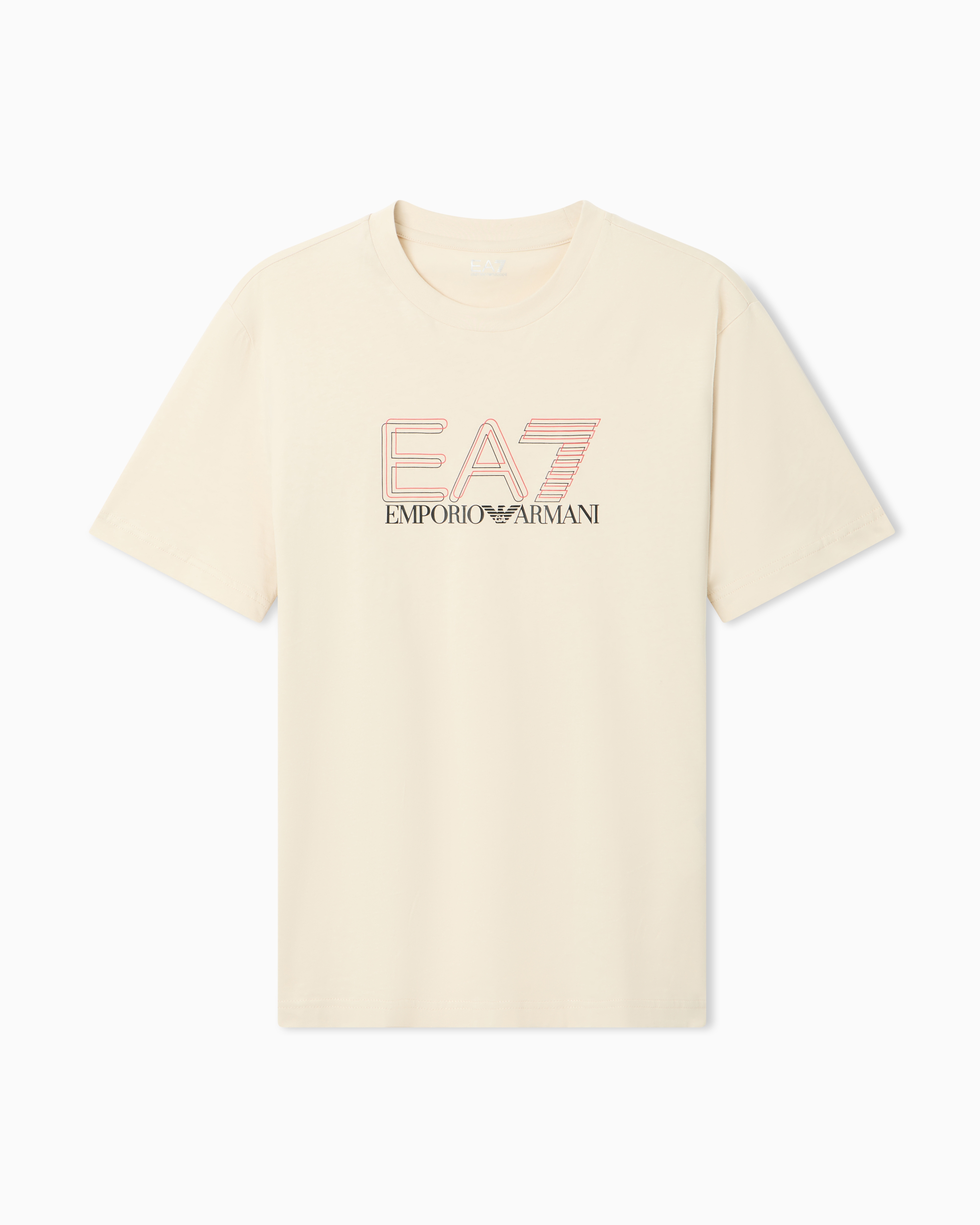 Ea7 Beige Visibility Cotton-Jersey Crew-Neck T-Shirt