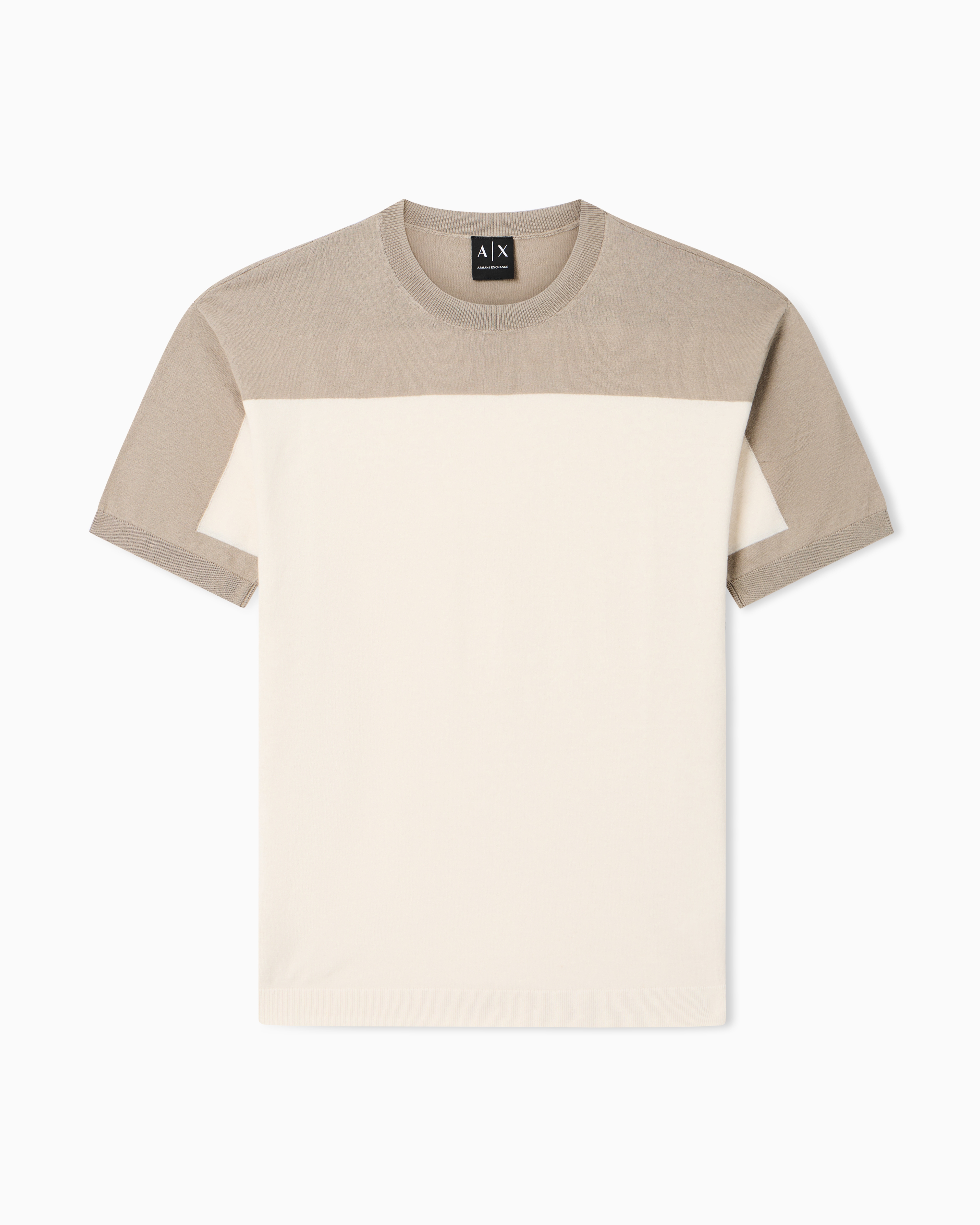 Armani Exchange Beige Lightweight Linen And Cotton Knit Top