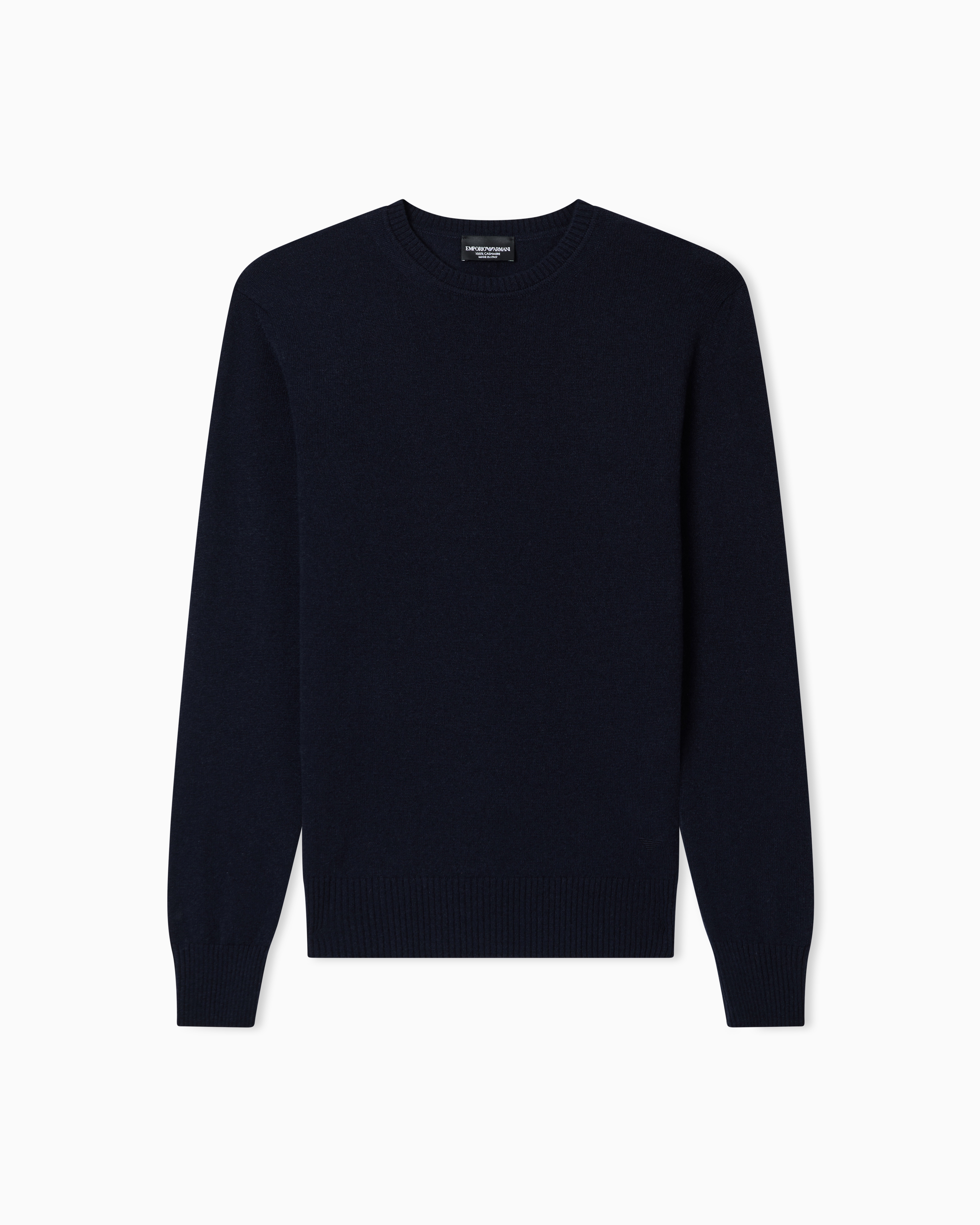 Emporio Armani ネイビー セーター Plain-knit pure cashmere jumper | Emporio Armani