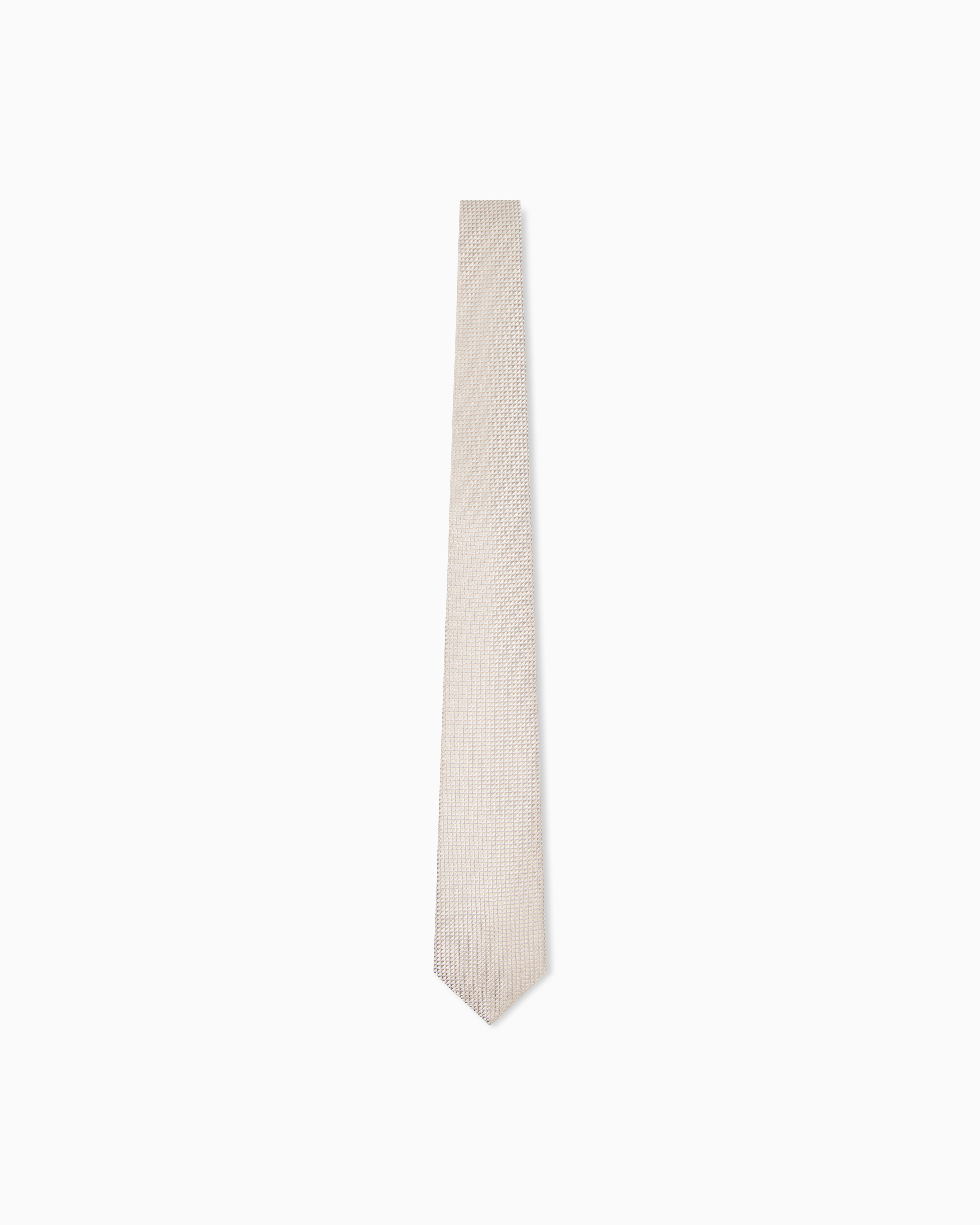 Emporio Armani Beige Textured Pure Silk Tie