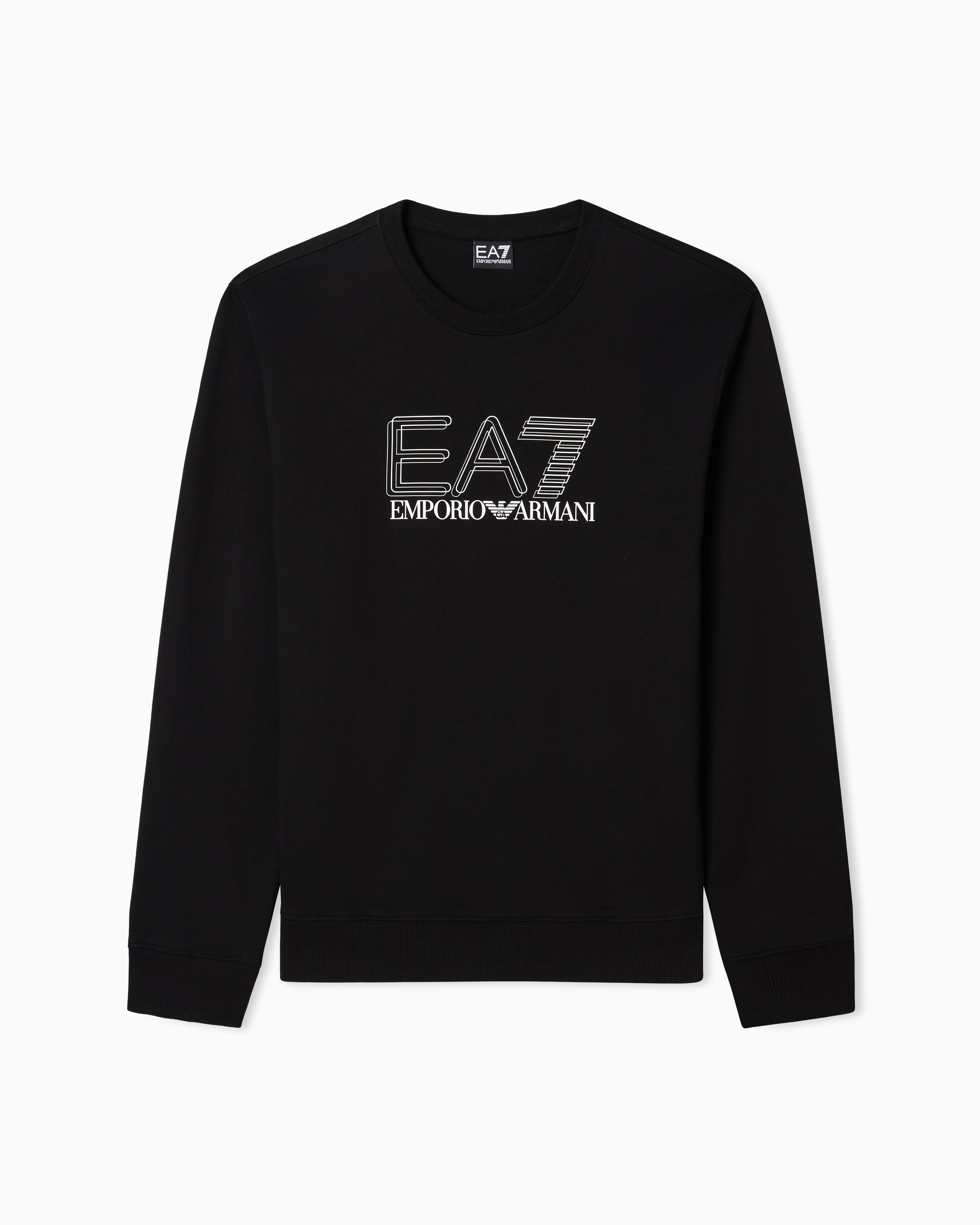 Ea7 Black Visibility Cotton Zip-Up Sweatshirt With Logo