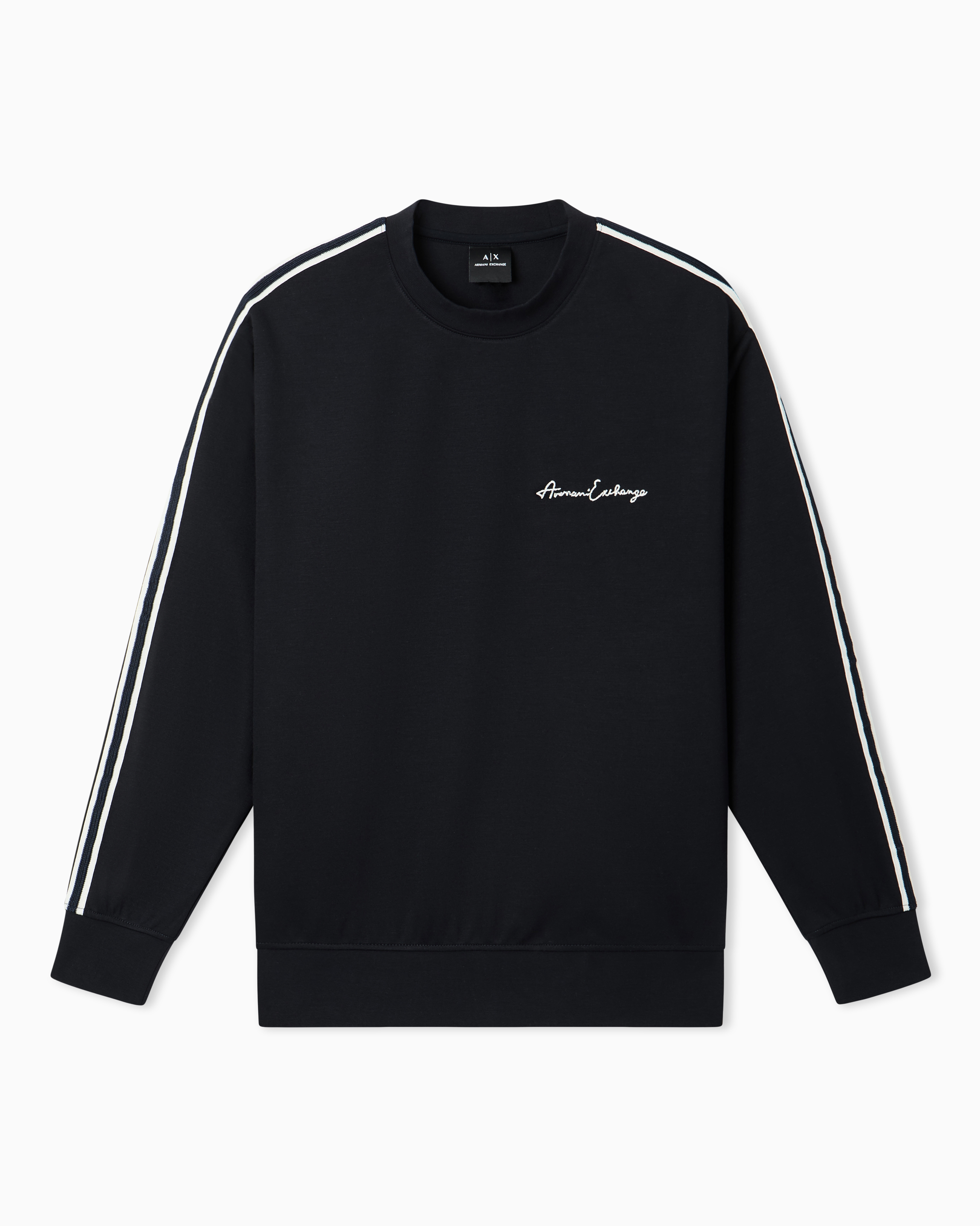 Armani Exchange Navy Blue Crewneck Stretch Interlock Sweatshirt