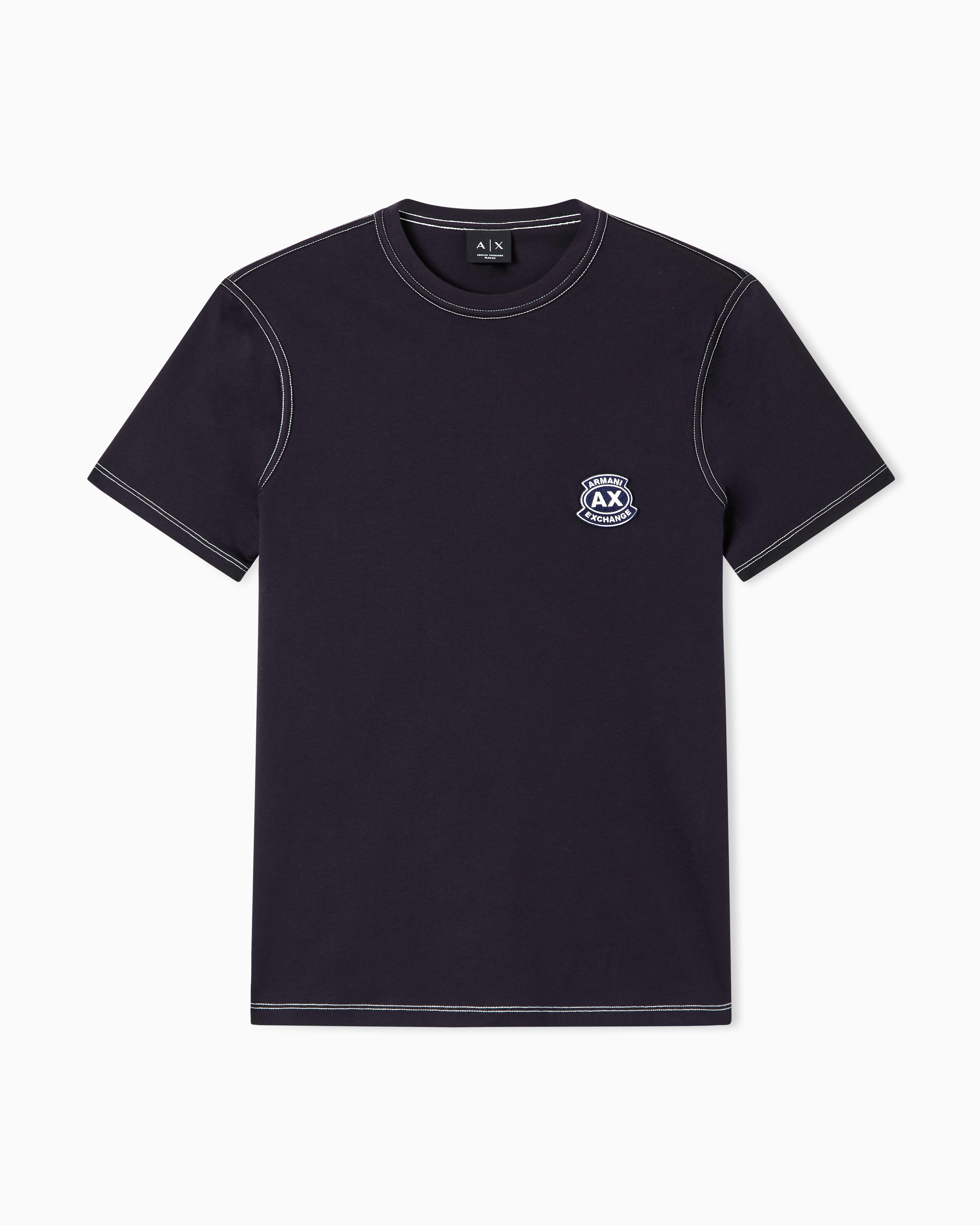 Armani Exchange Navy Blue Slim Fit Cotton T-Shirt