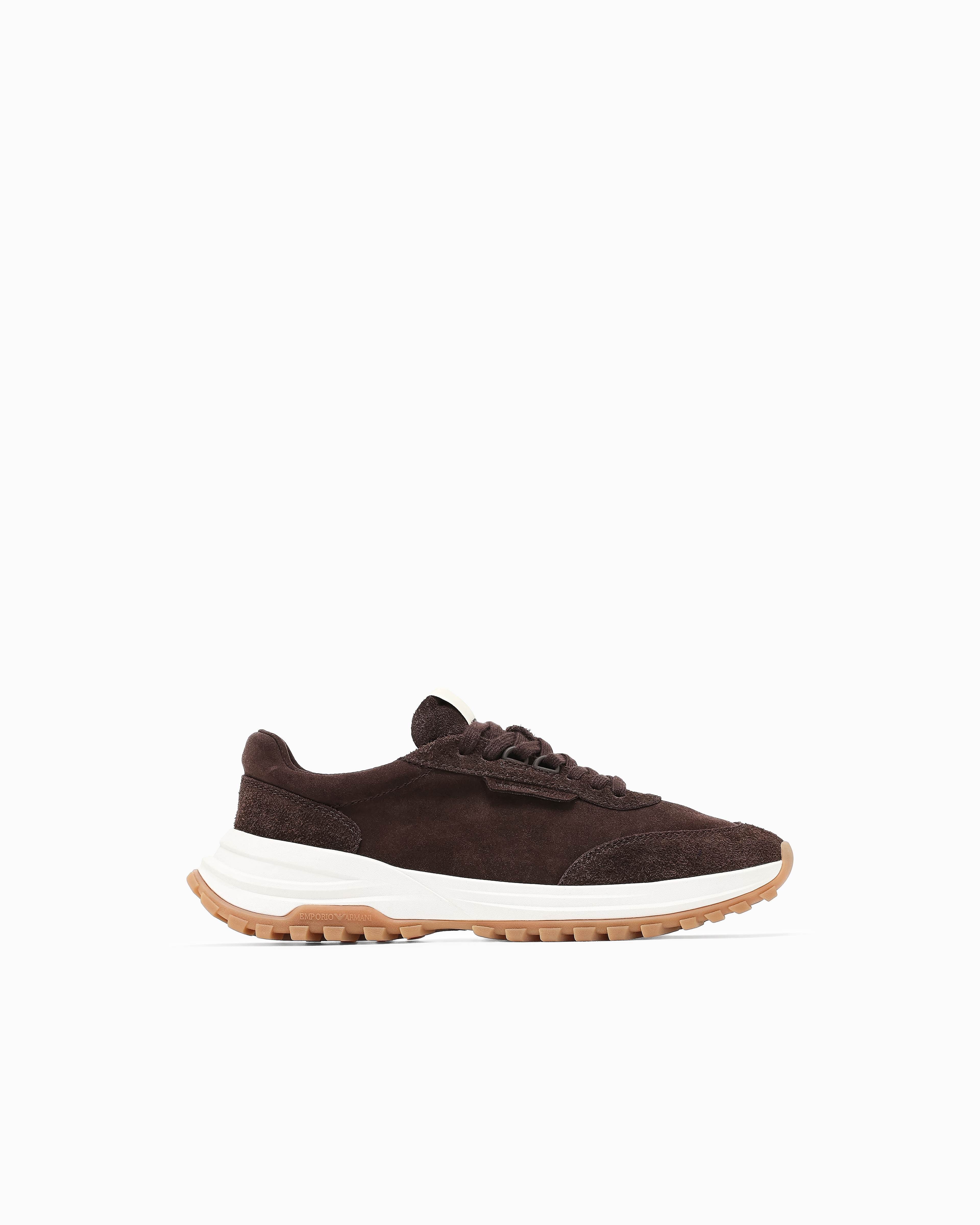Emporio Armani Men's Brown Eagle Club Capsule Collection Suede Sneakers