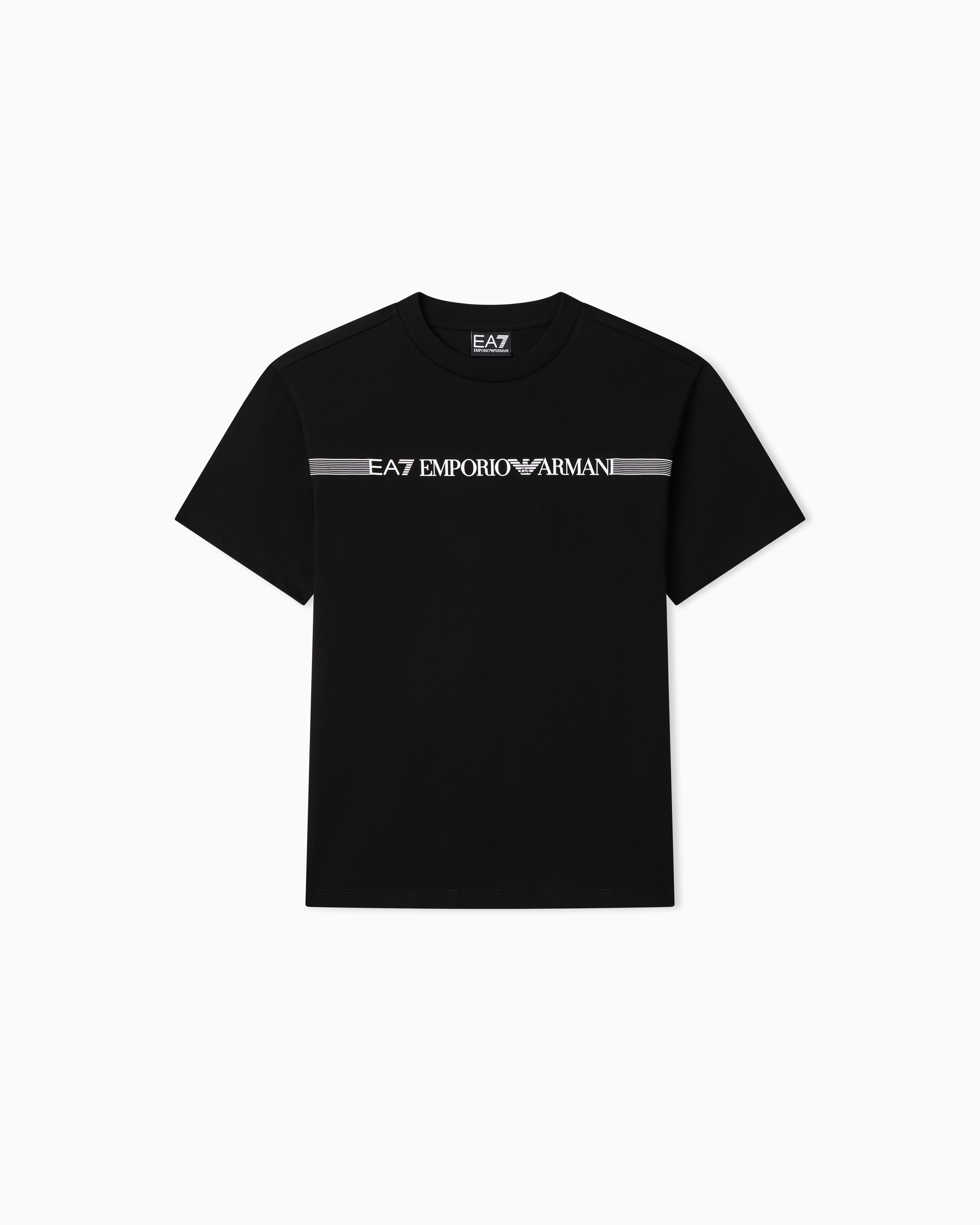 Ea7 Black Logo Series Cotton Jersey T-Shirt With Logo