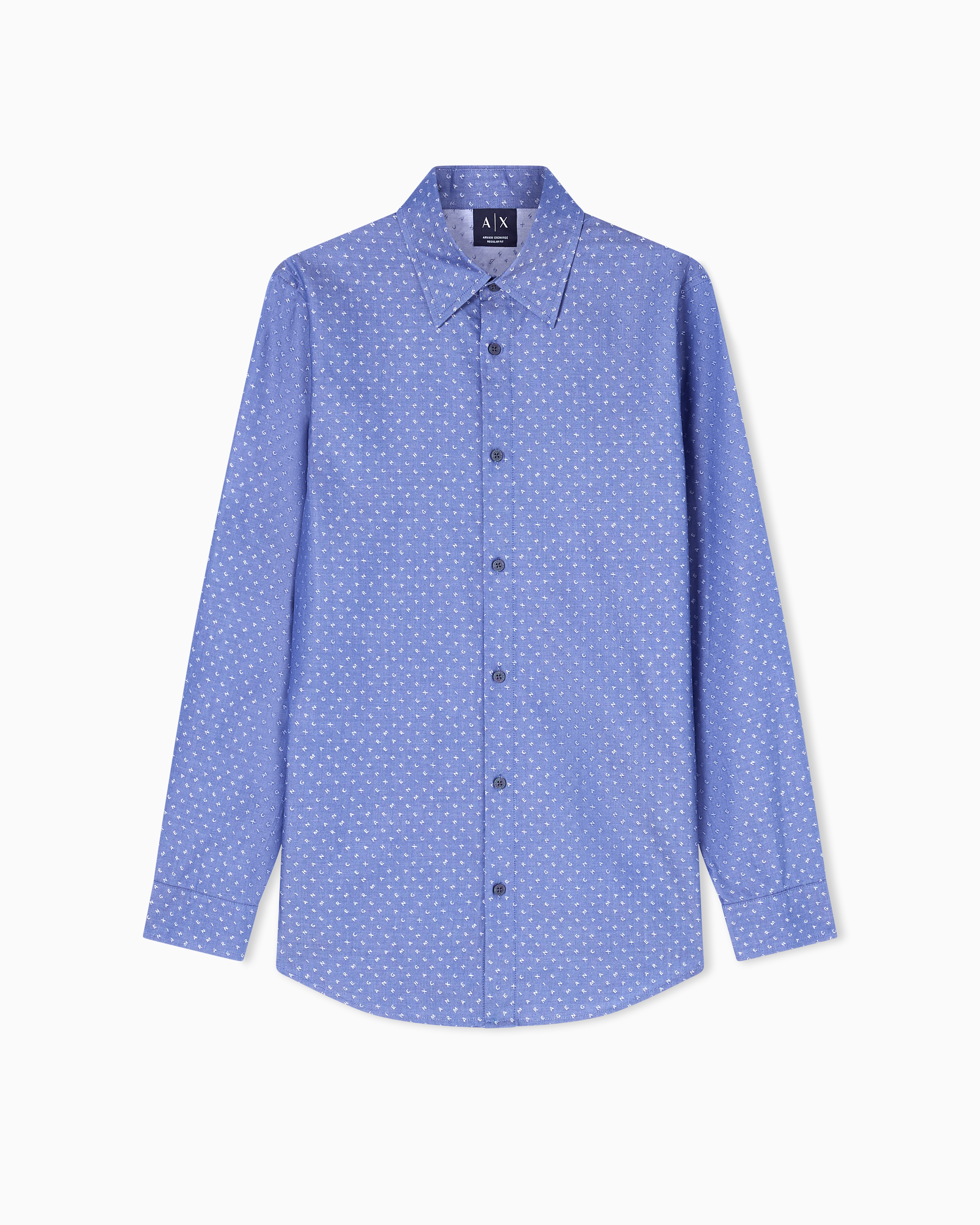 Armani Exchange Blue Yarn-Dyed Cotton Jacquard Shirt