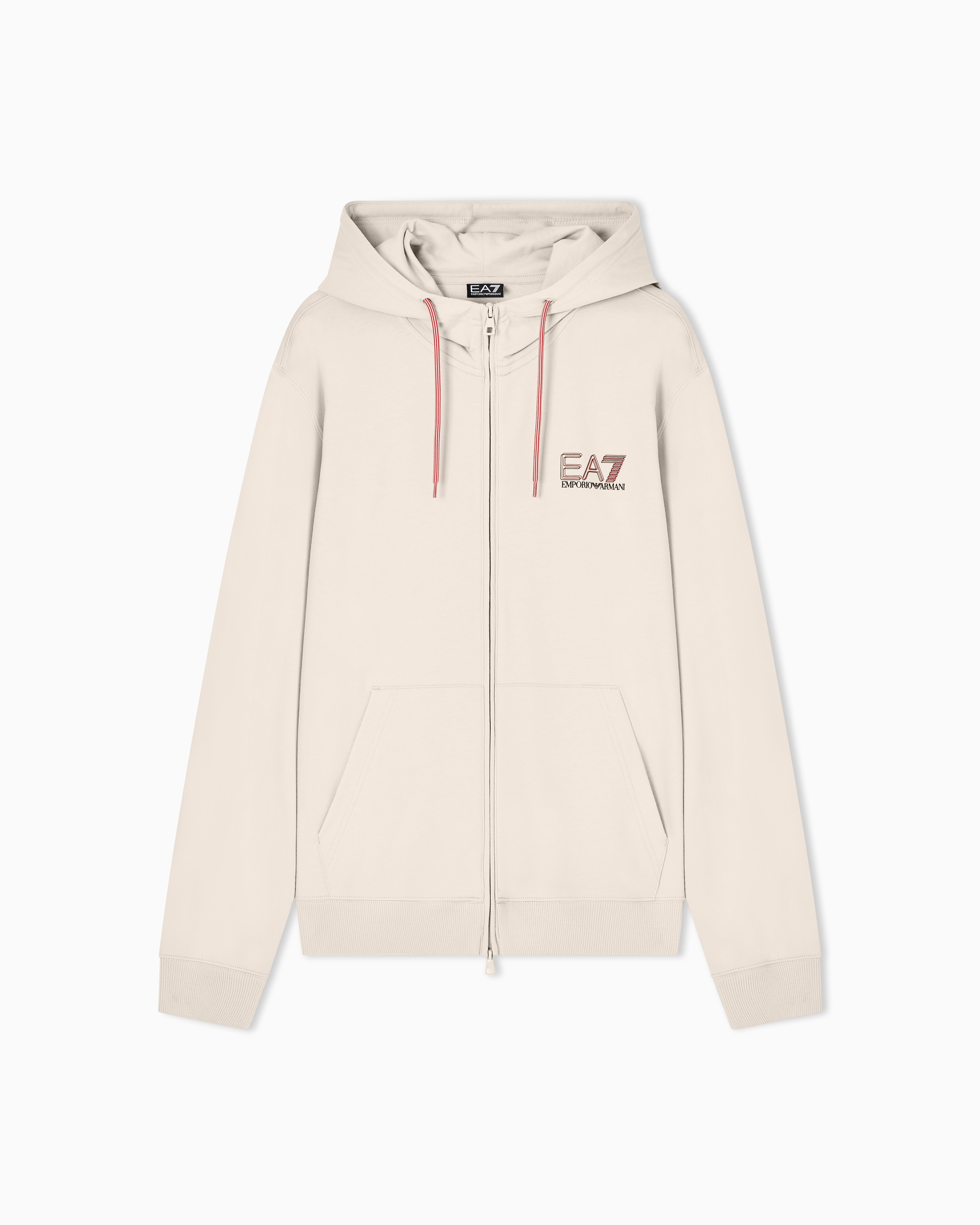 Ea7 Felpa Con Zip In Puro Cotone