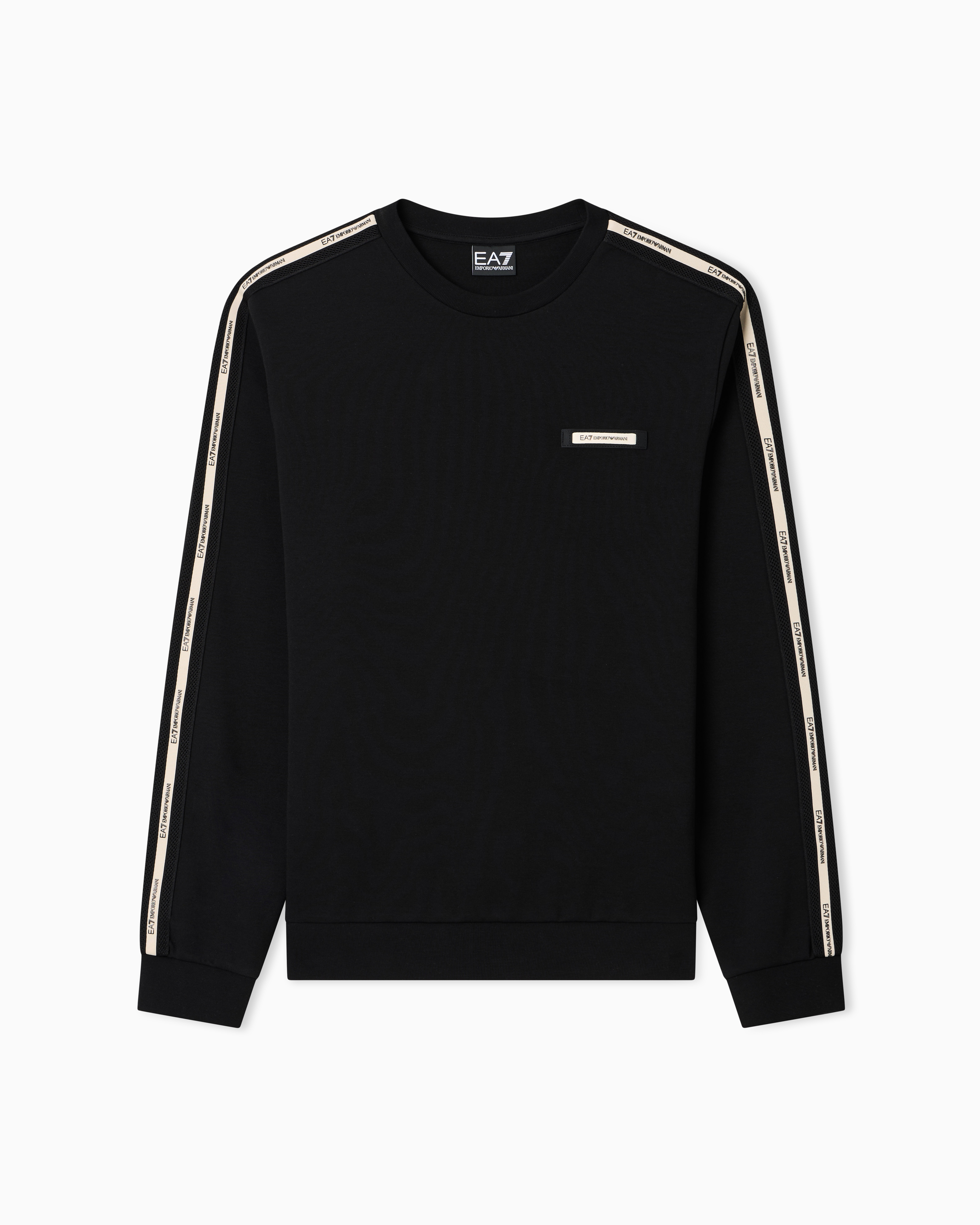 Ea7 Black Logo Series Cotton-Blend Interlock Sweatshirt