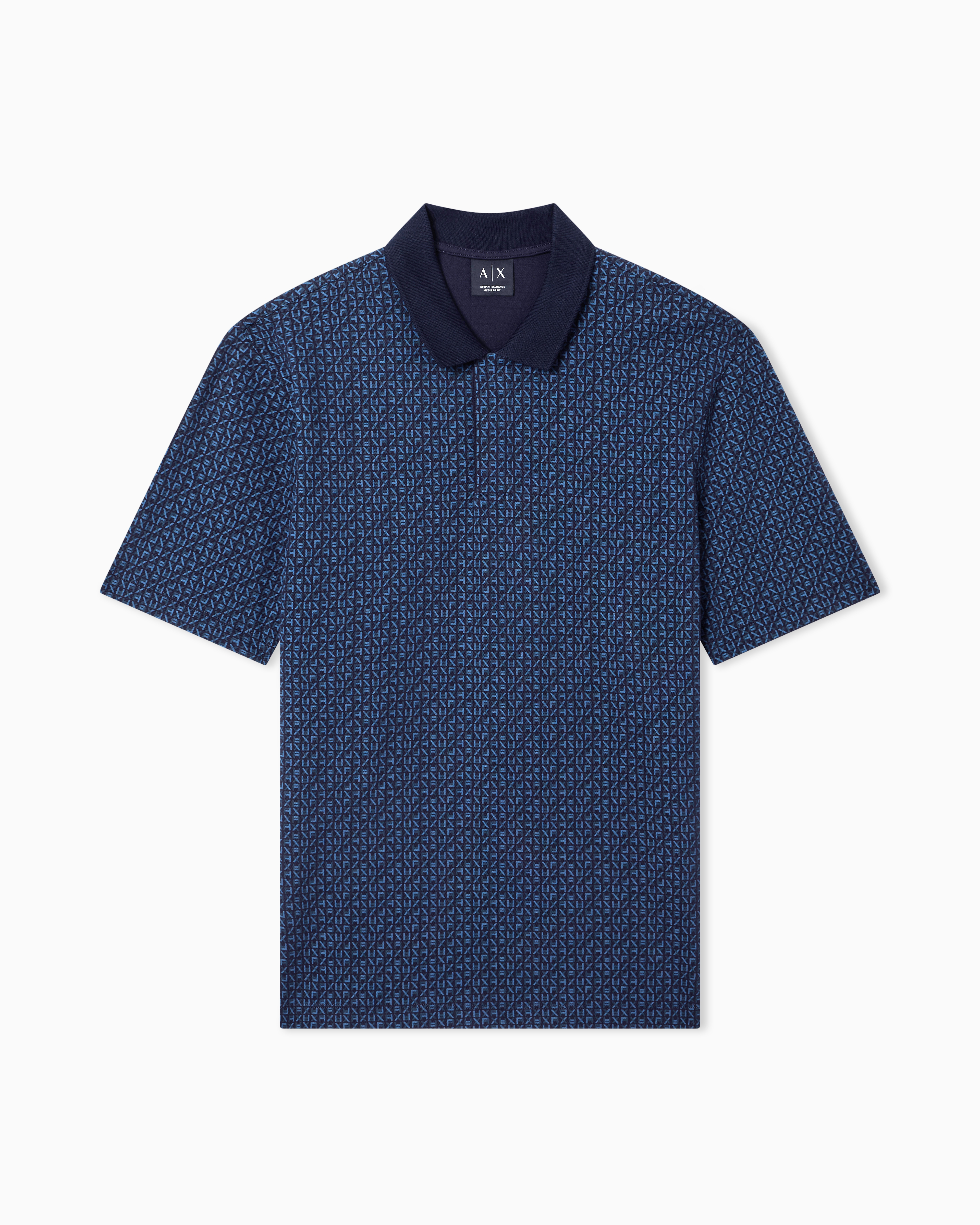 Armani Exchange Navy Blue Regular Fit Polo Shirt In Stretch Cotton Piqué