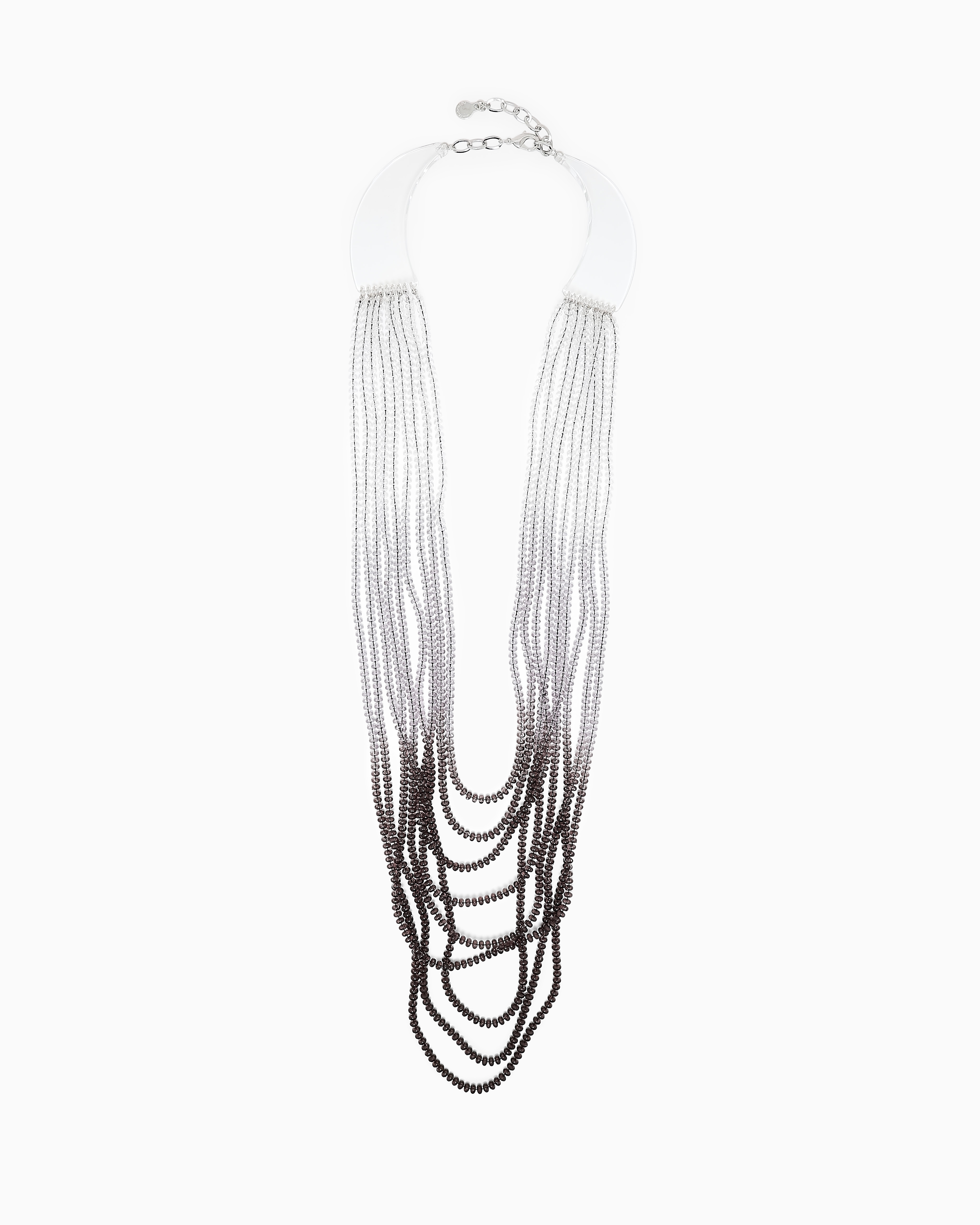 Emporio Armani Grey Oversized Multistrand Necklace With Faded Spheres