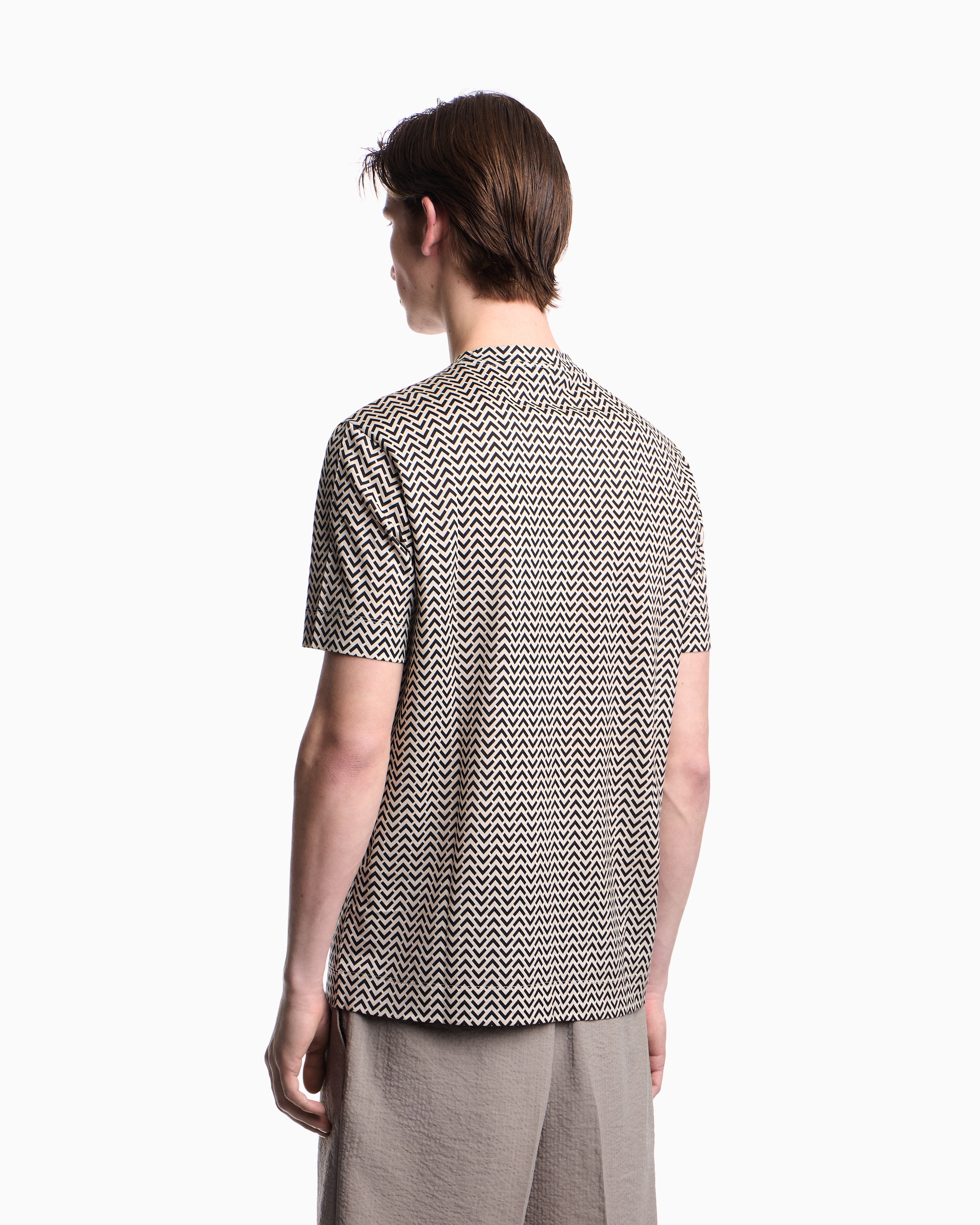 Lyocell-blend jersey T-shirt with micro op-art pattern print