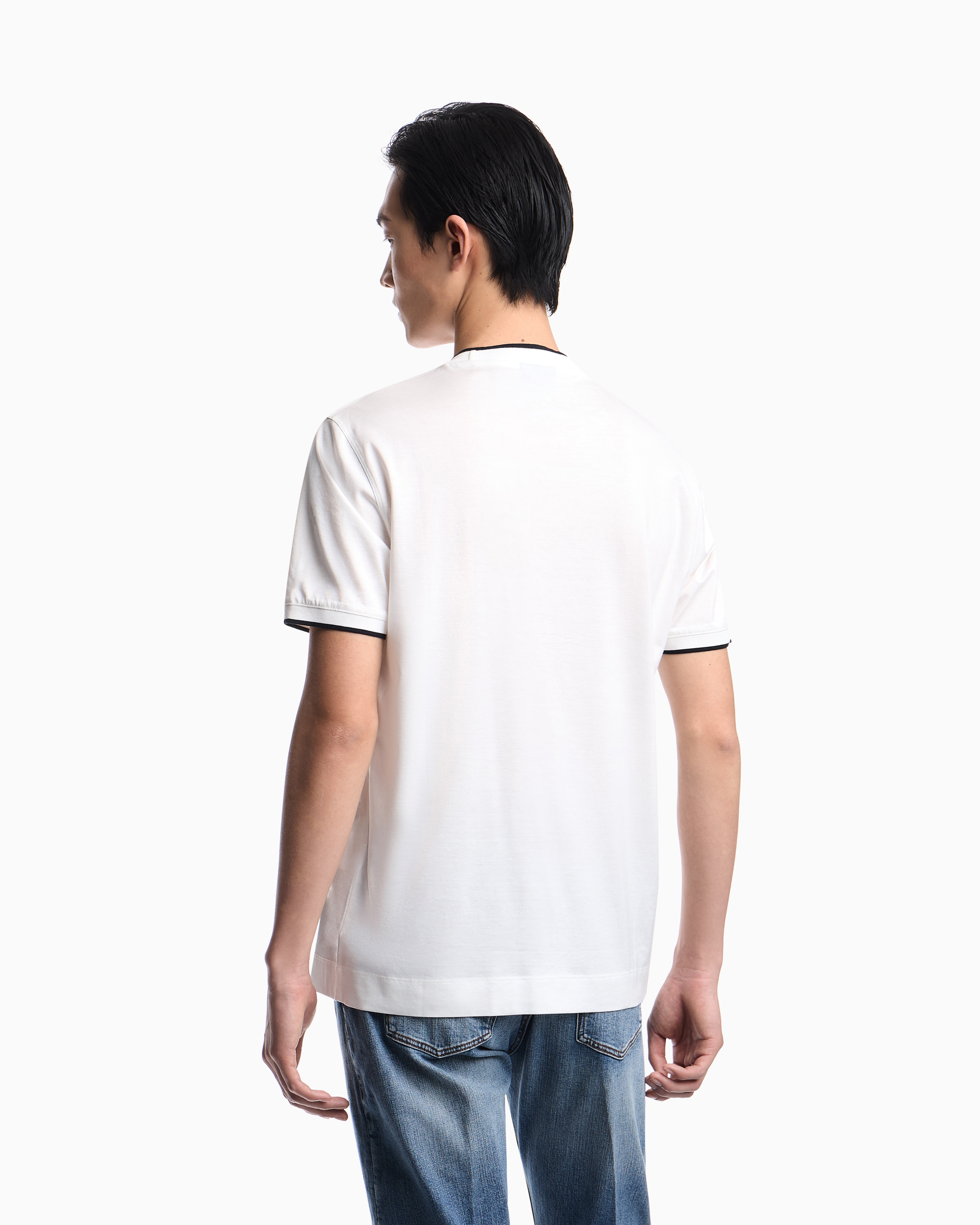 スリムフィットTシャツ リヨセル混紡ジャージー グラデーション
