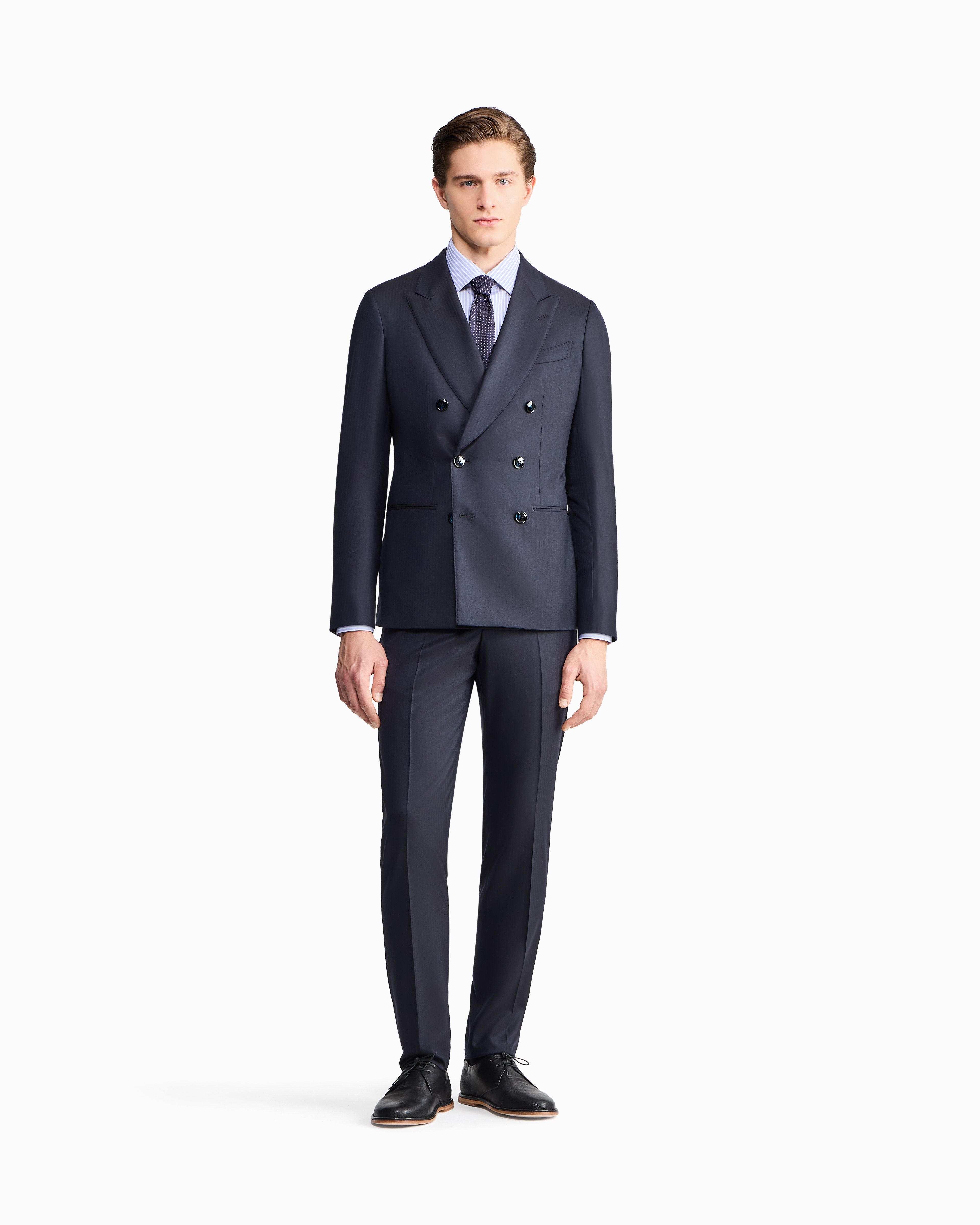 ☆ ARMANI COLLEZIONI アルマーニ ダブルブレスト スーツ ナポリライン ダブルブレストスーツ バージンウール シェブロン