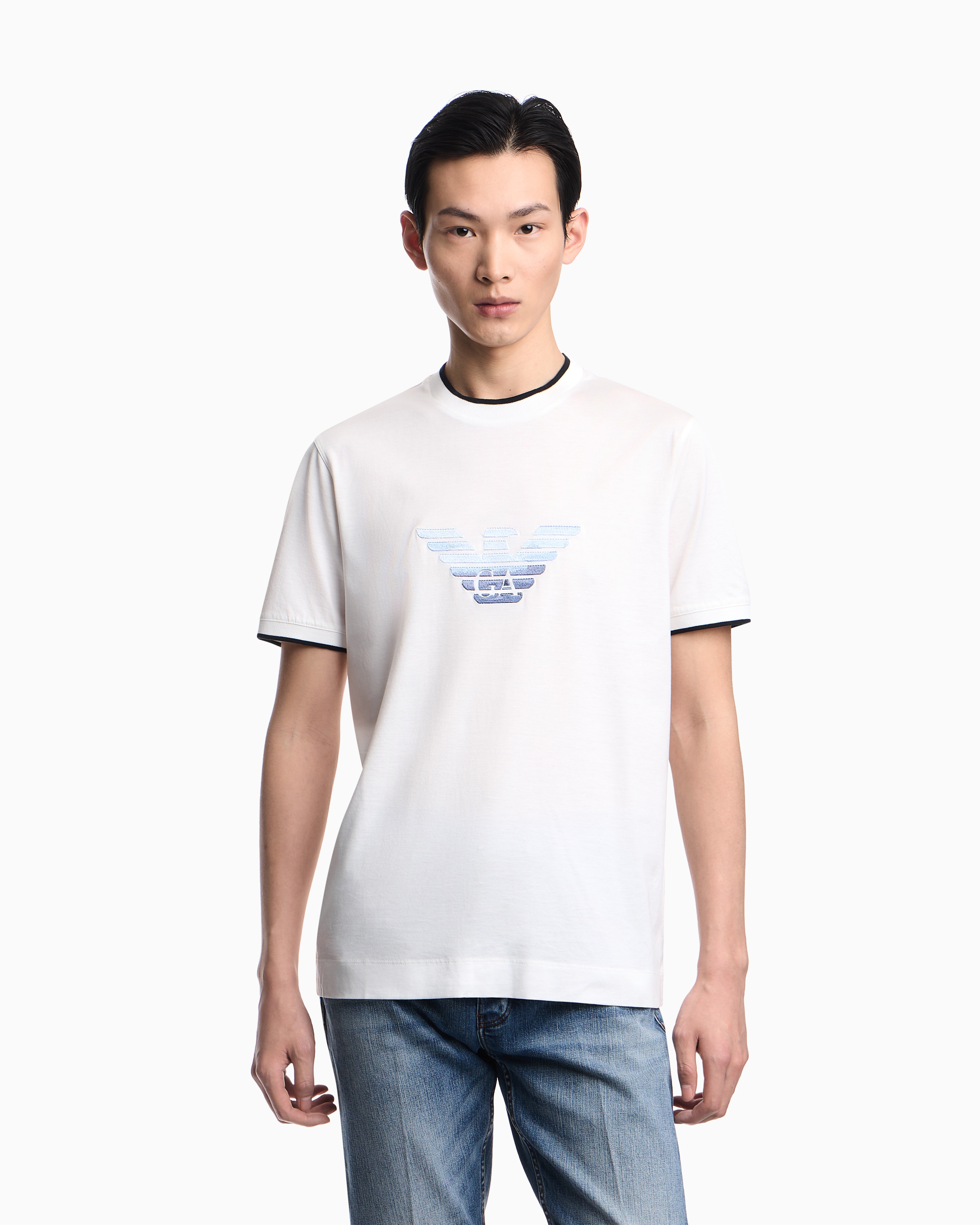 スリムフィットTシャツ リヨセル混紡ジャージー グラデーション