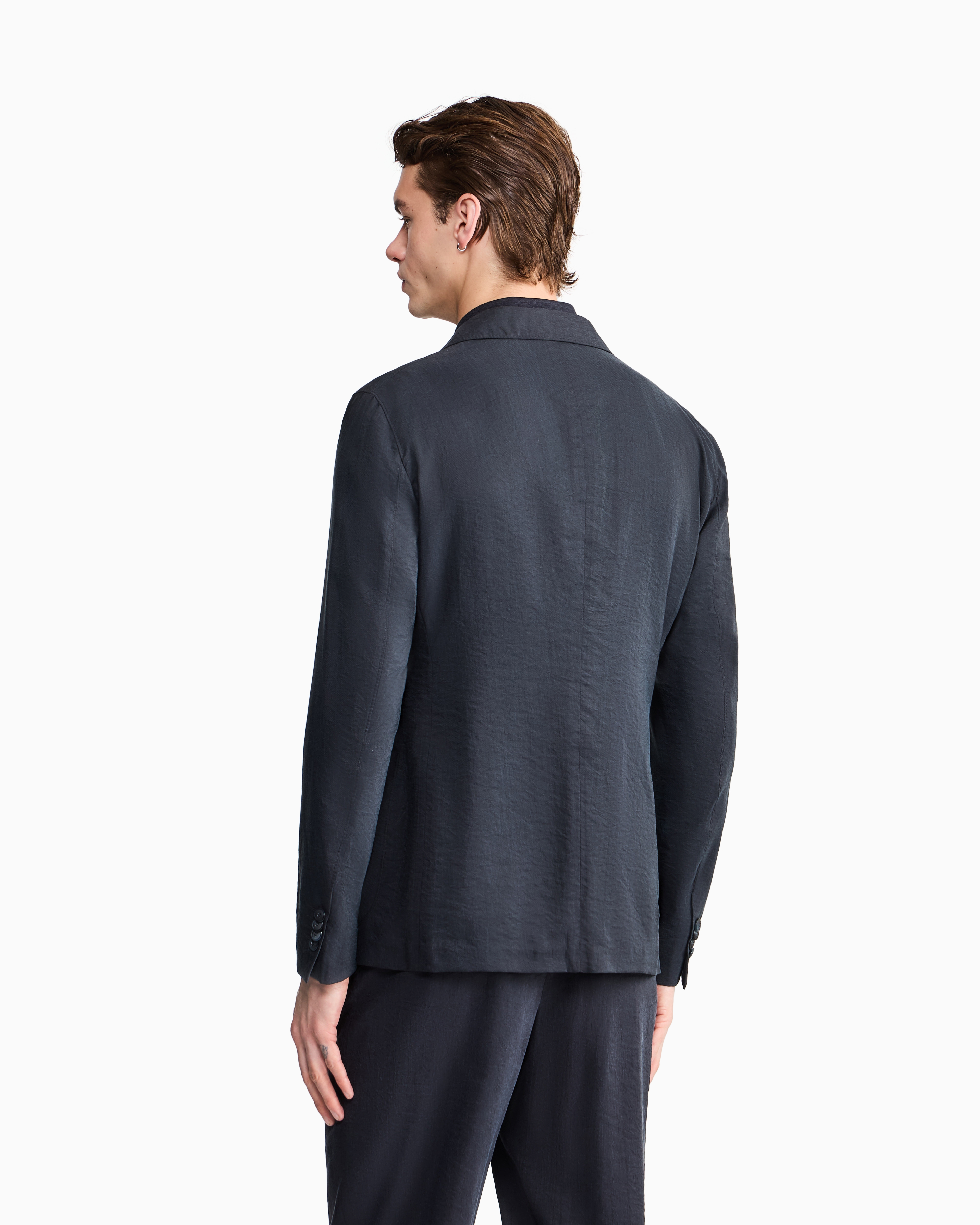 アプトンライン シングルブレストジャケット シルク混紡ツイル