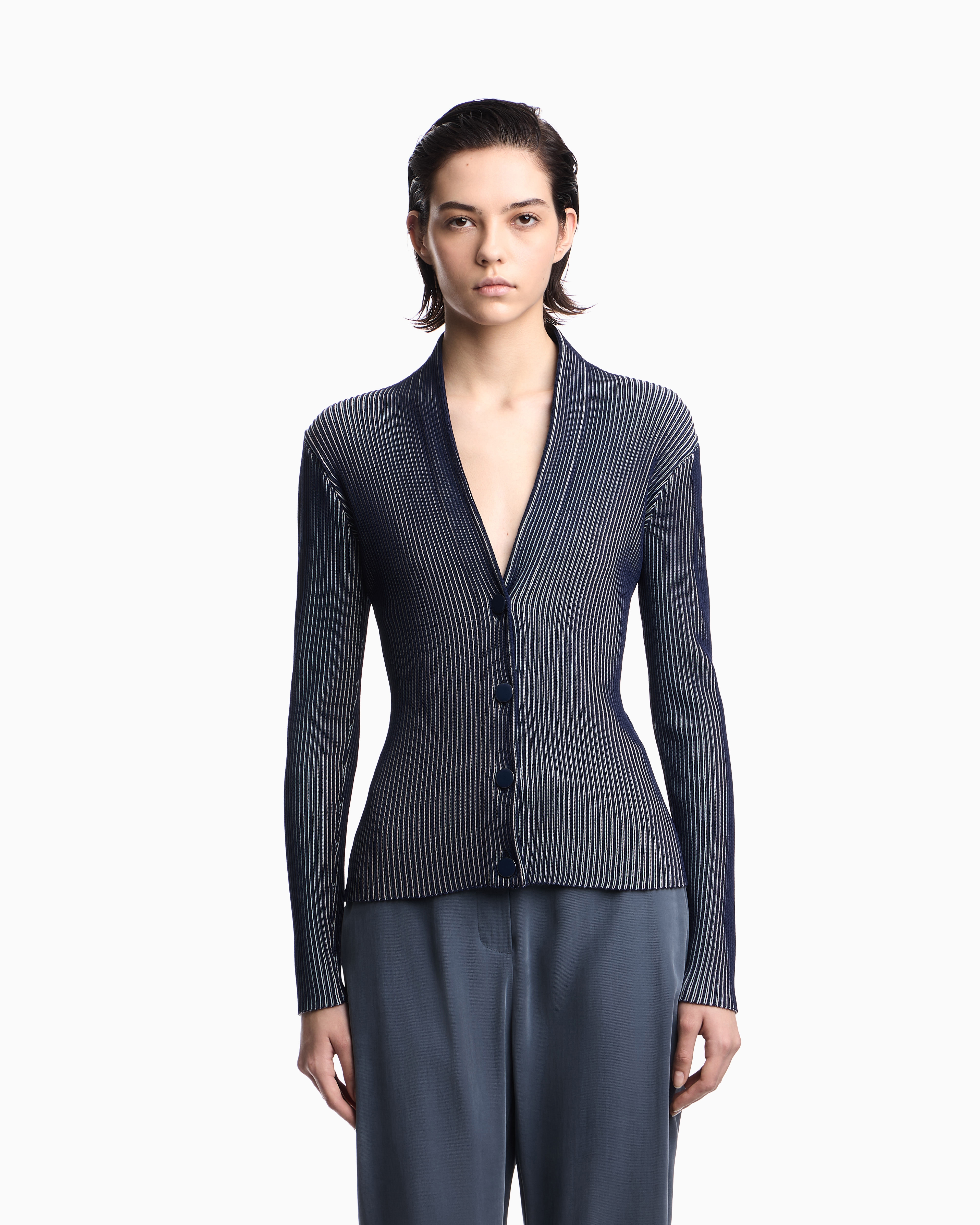 ニットカーディガン リブエフェクト | Emporio Armani
