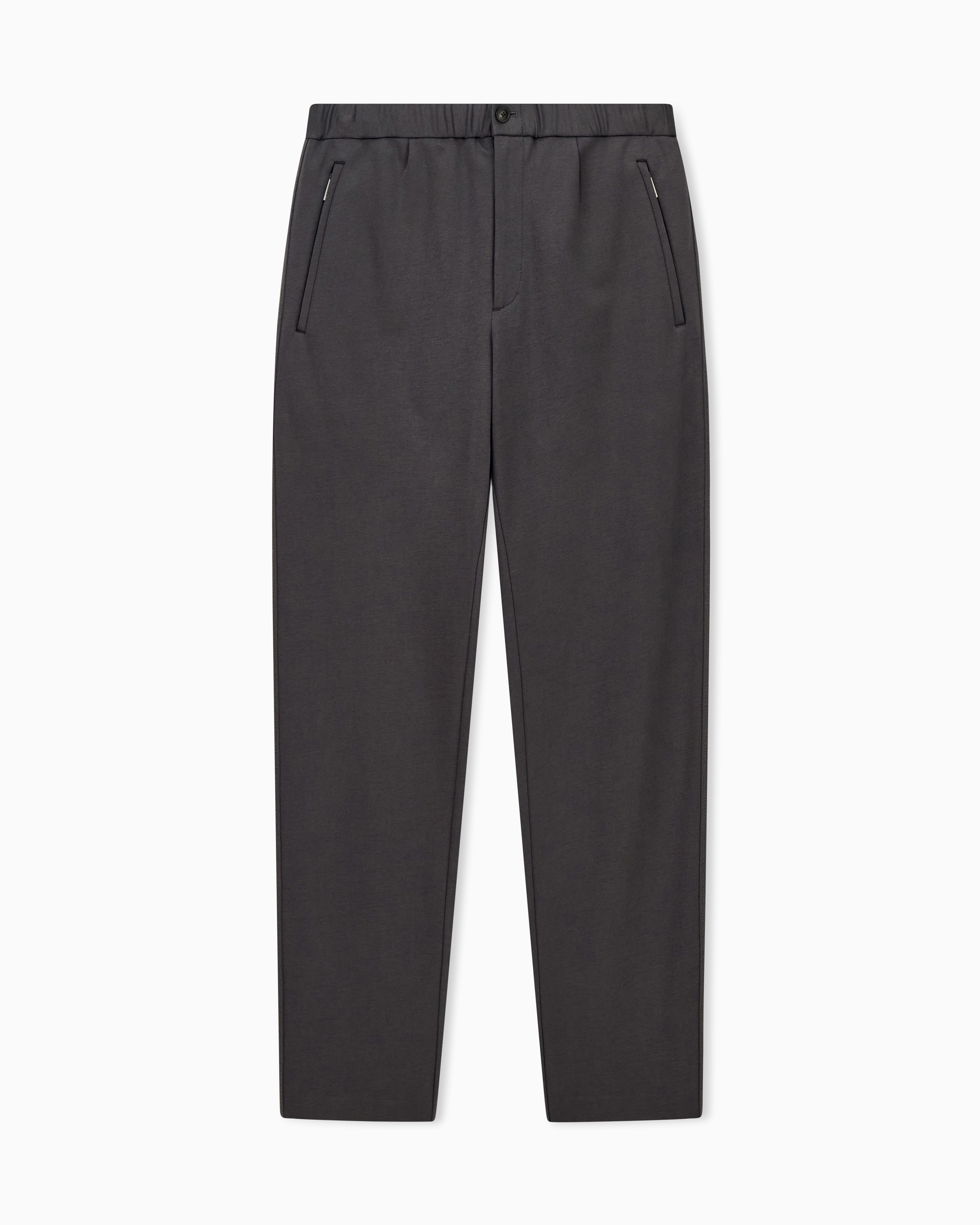Emporio Armani Grey Straight-Leg Trousers In A Modal Cotton And Wool Jersey