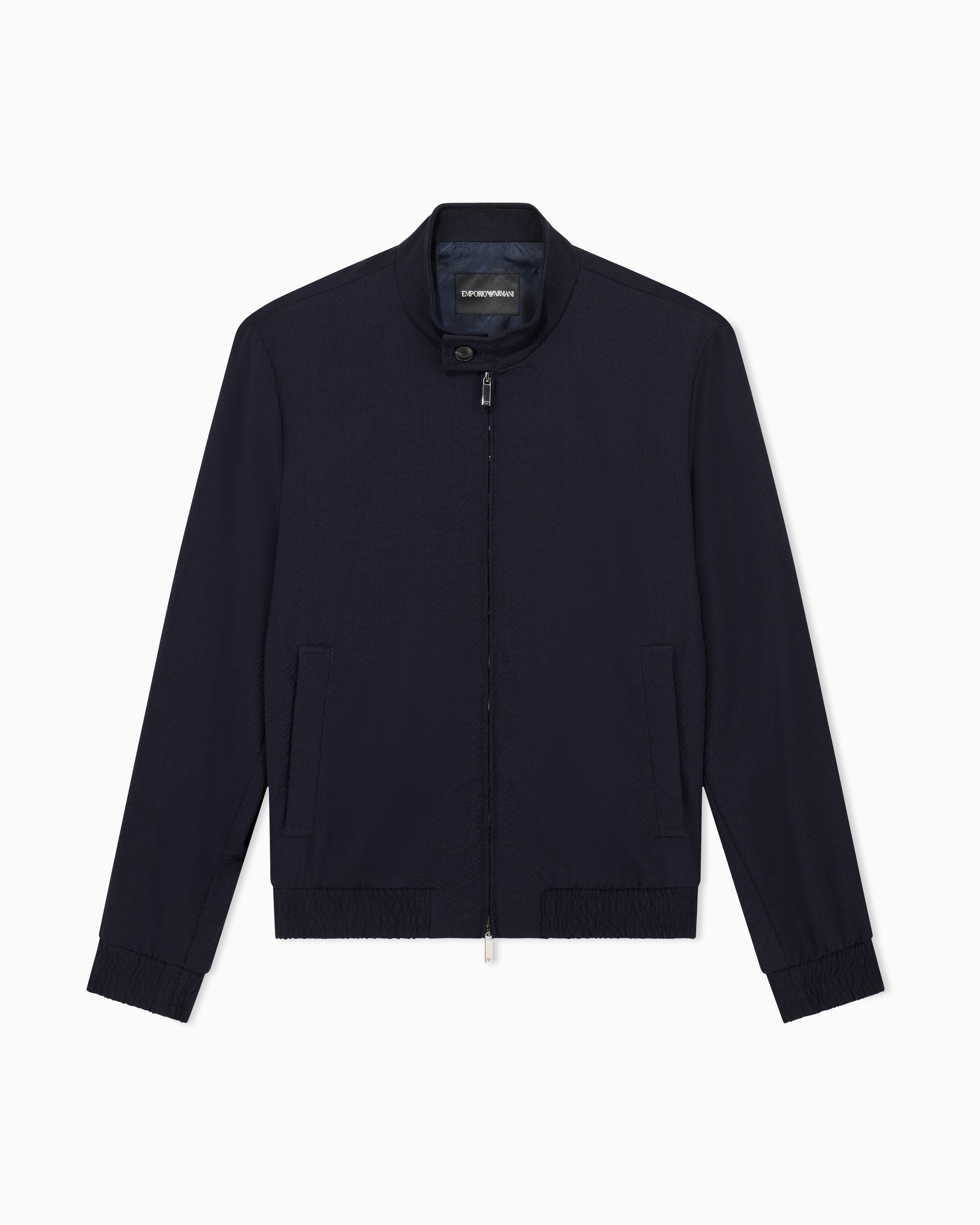 Emporio Armani Blouson In Seersucker Stretch Di Fresco Lana