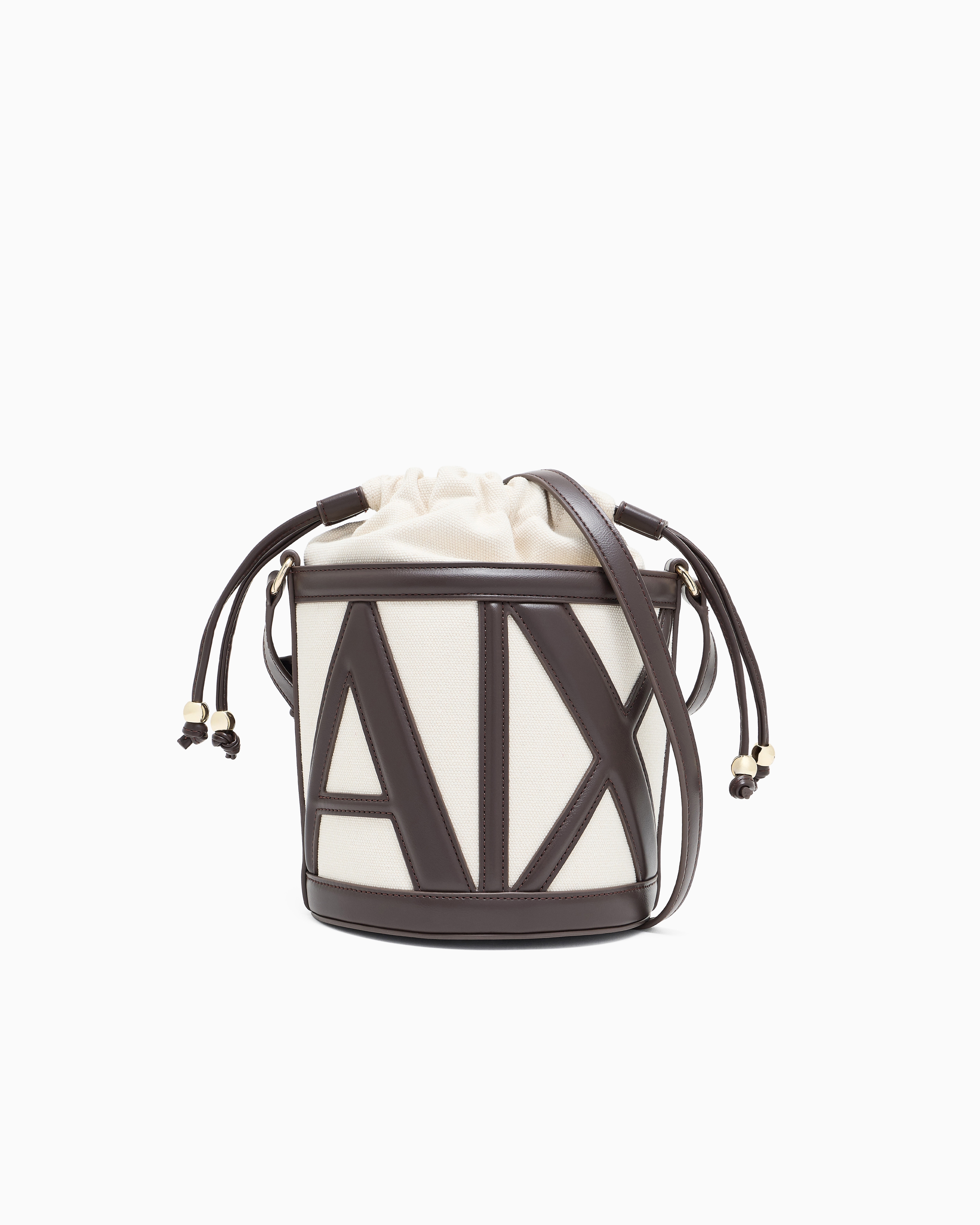 Armani Exchange Brown Bucket Bag With Shaped Logo