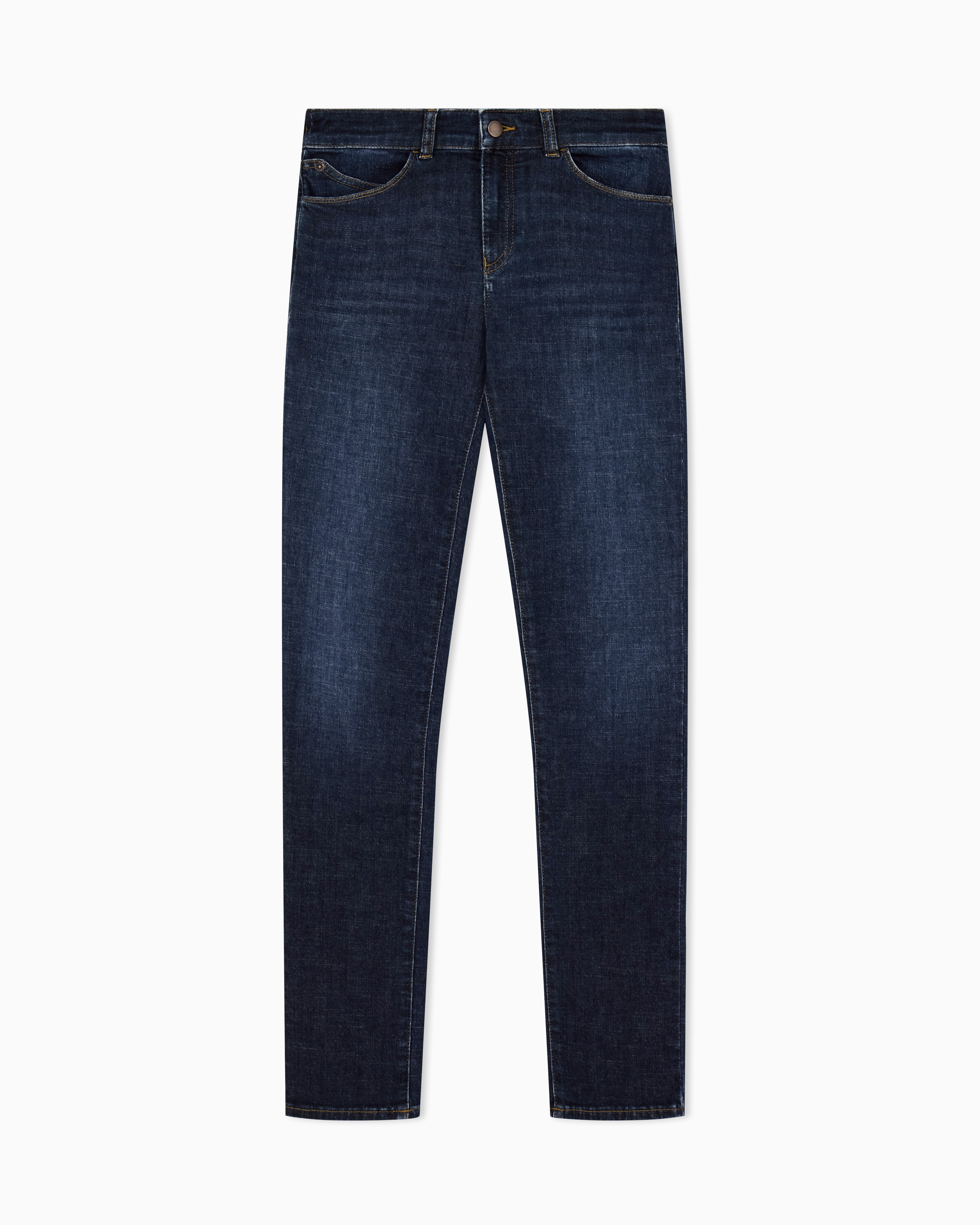 Emporio Armani Blue J18 Worn-Look, Stretch-Denim Skinny Jeans