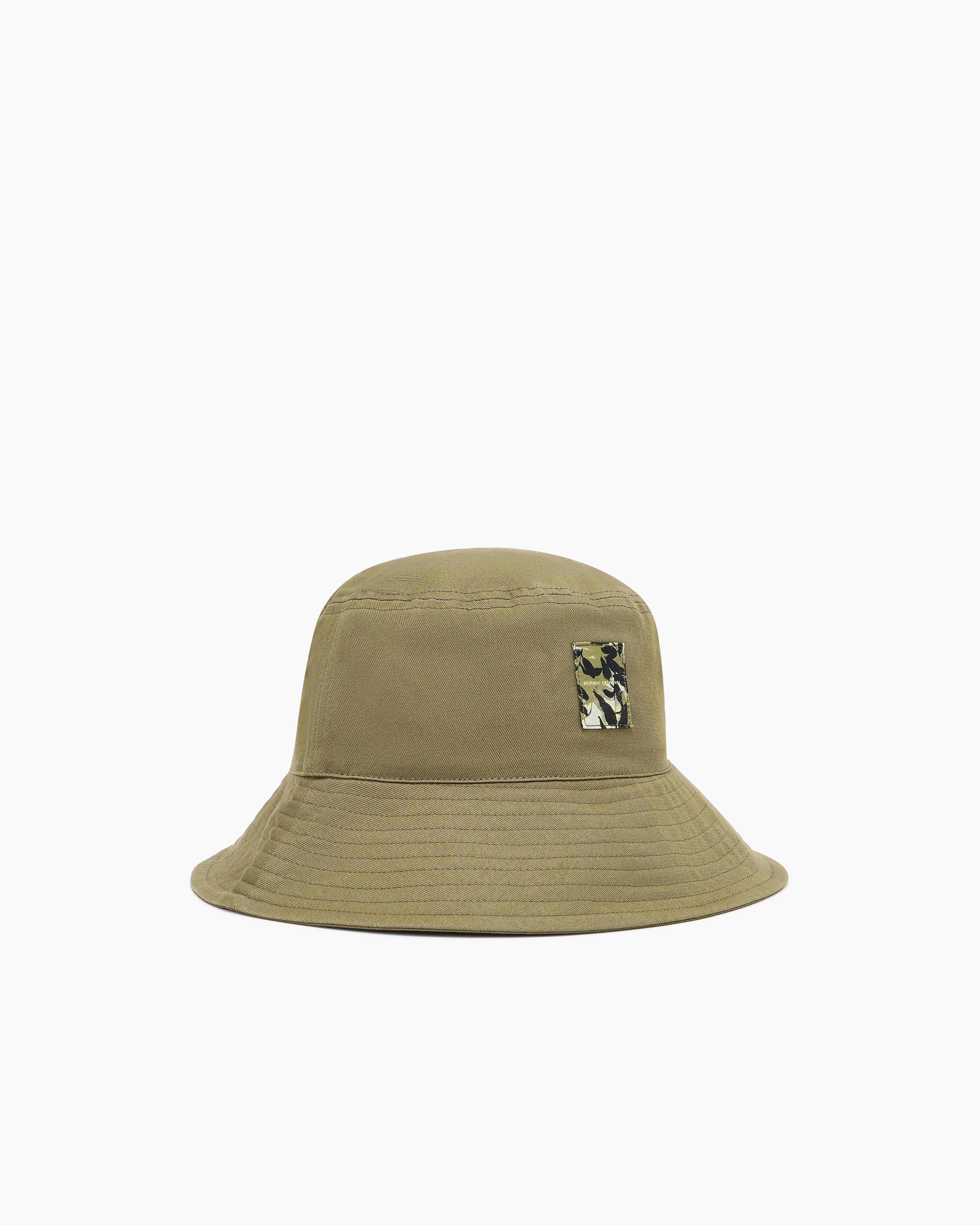 Armani Exchange Green Twill Bucket Hat With Ribbons