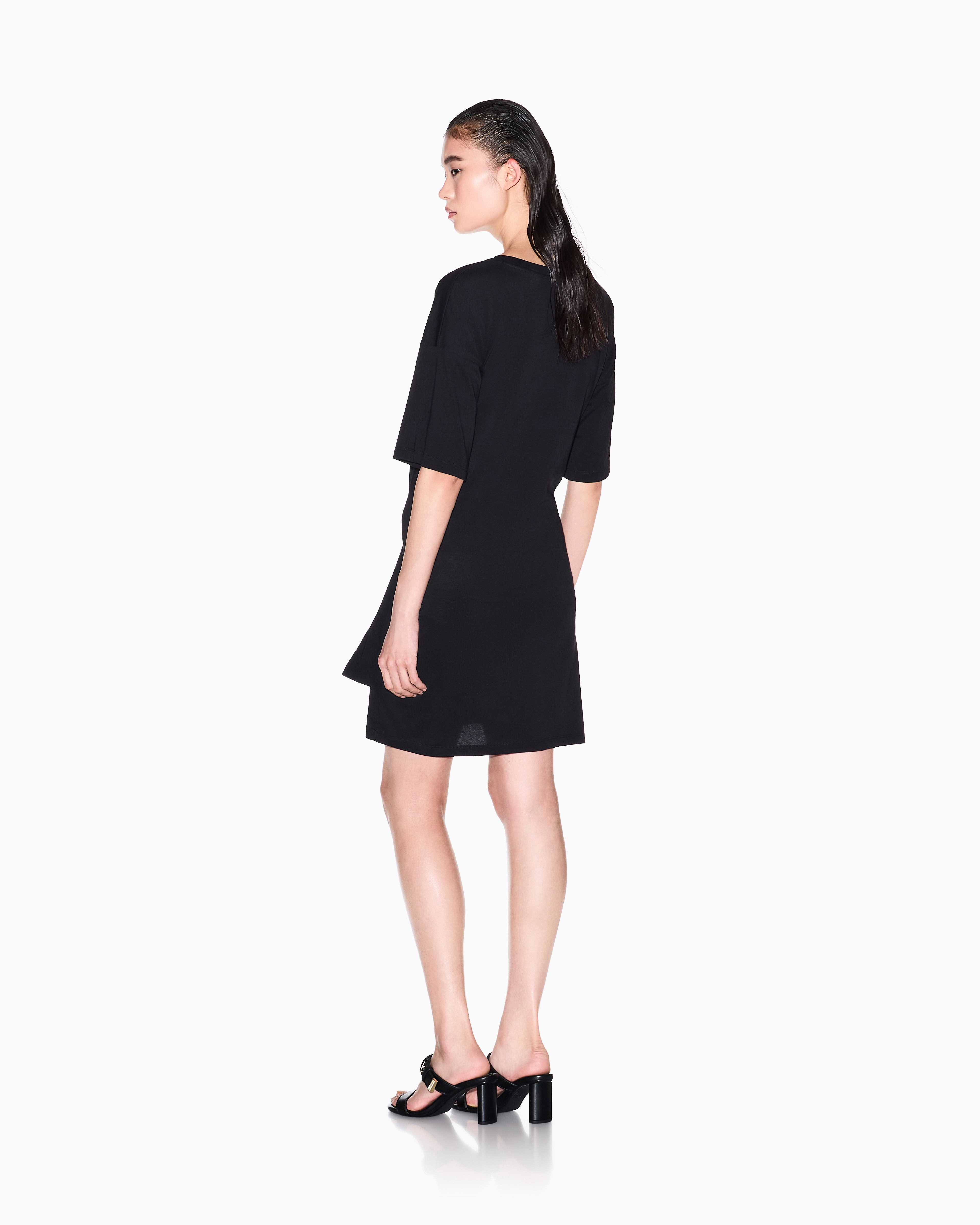 Short Cotton Jersey Dress with Side Knot | Armani Exchange