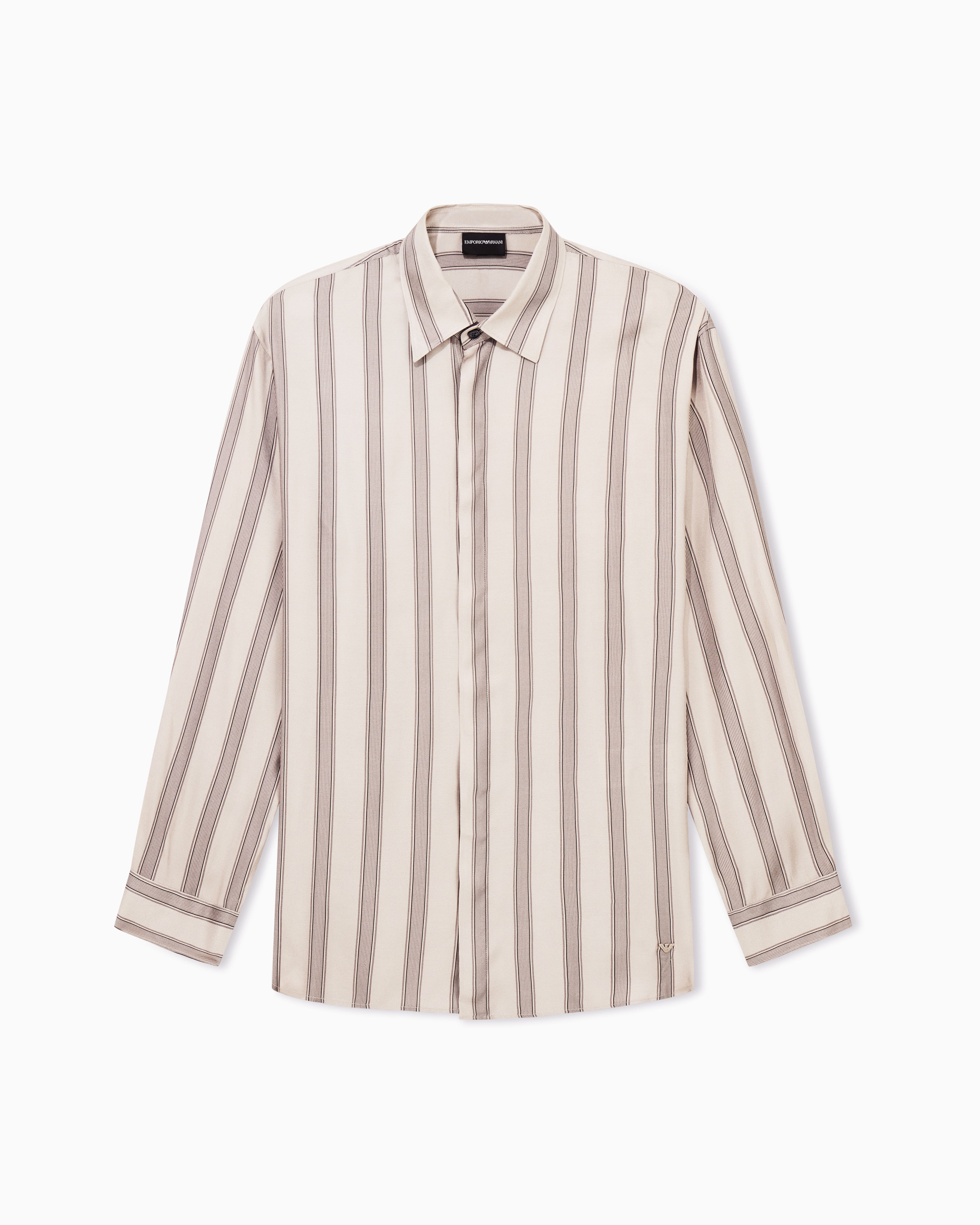 Emporio Armani Beige Comfort-Fit, Fluid Viscose Shirt With An All-Over Print