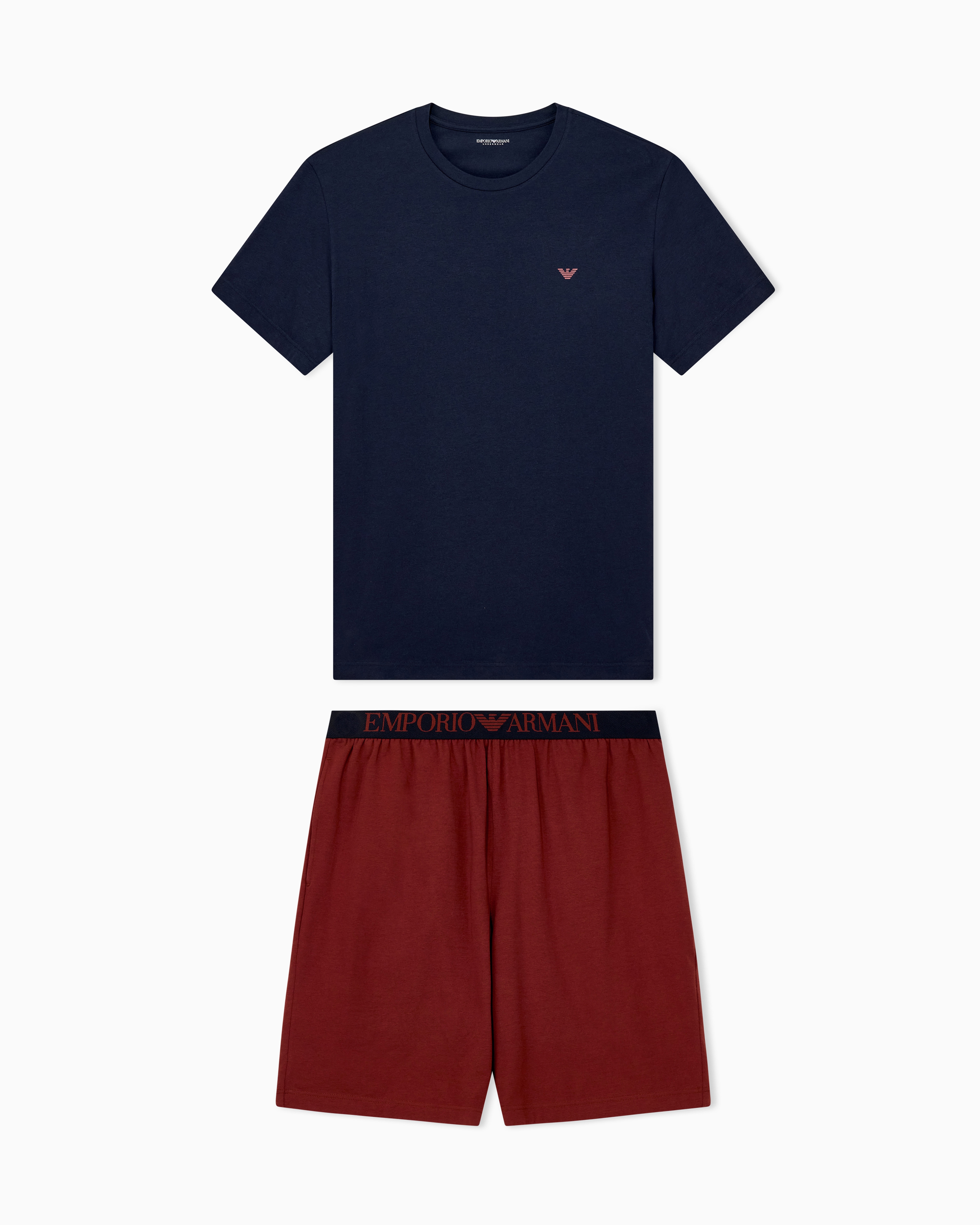 Short pyjama set in cotton jersey with logo waistband | Emporio Armani