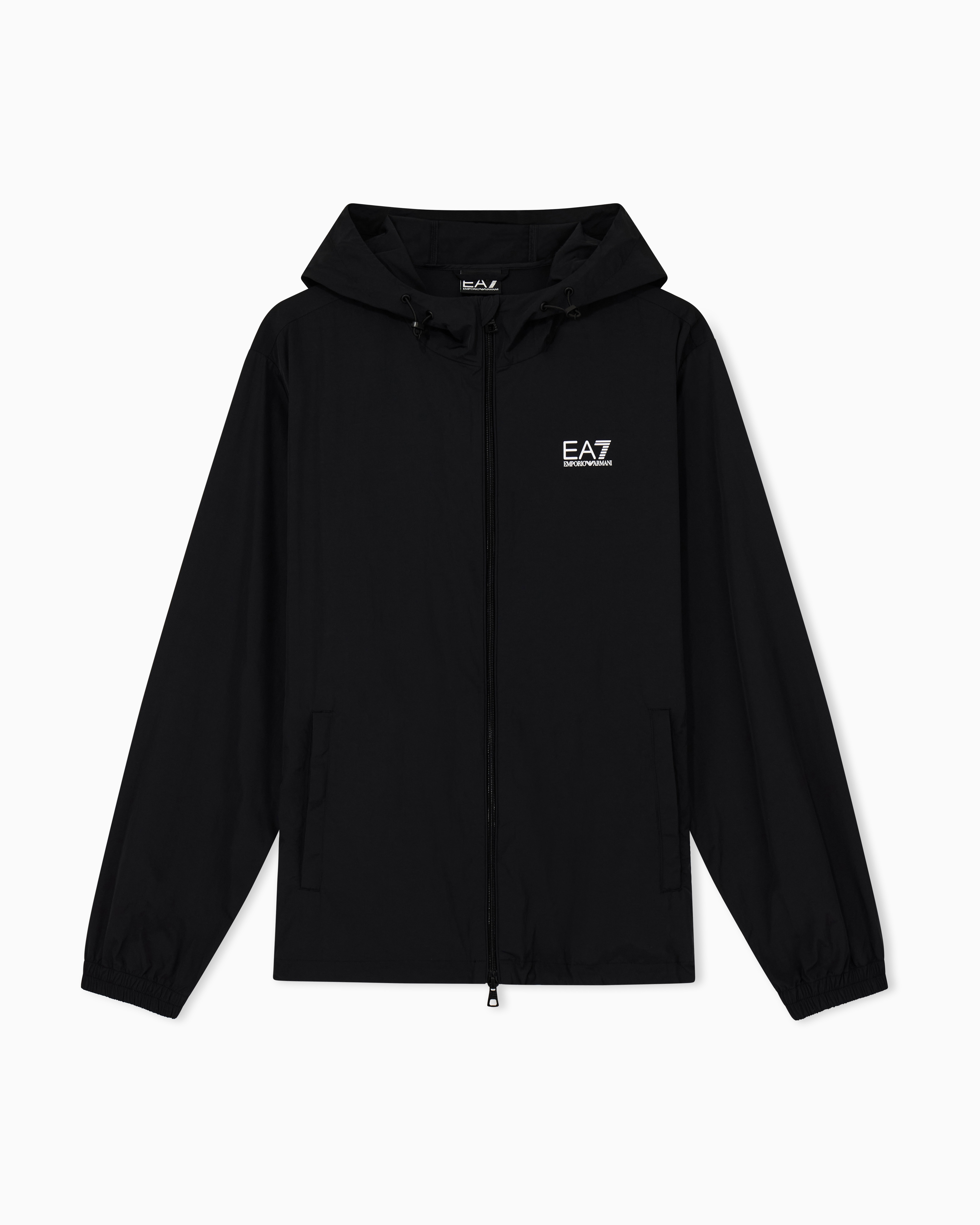 Ea7 Black Core Identity Nylon Hooded Sweatshirt