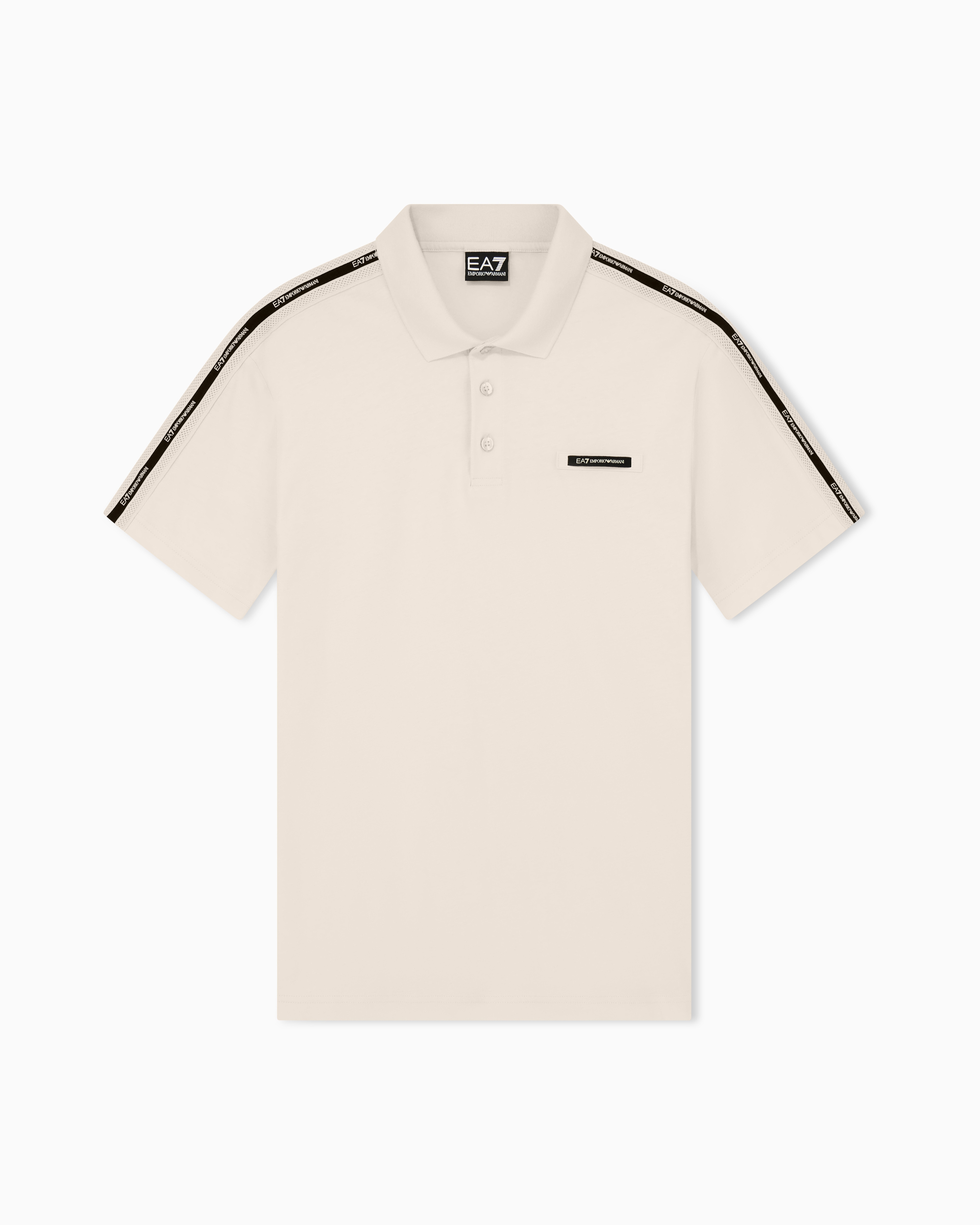 Ea7 Beige Logo Series Cotton-Jersey Polo Shirt