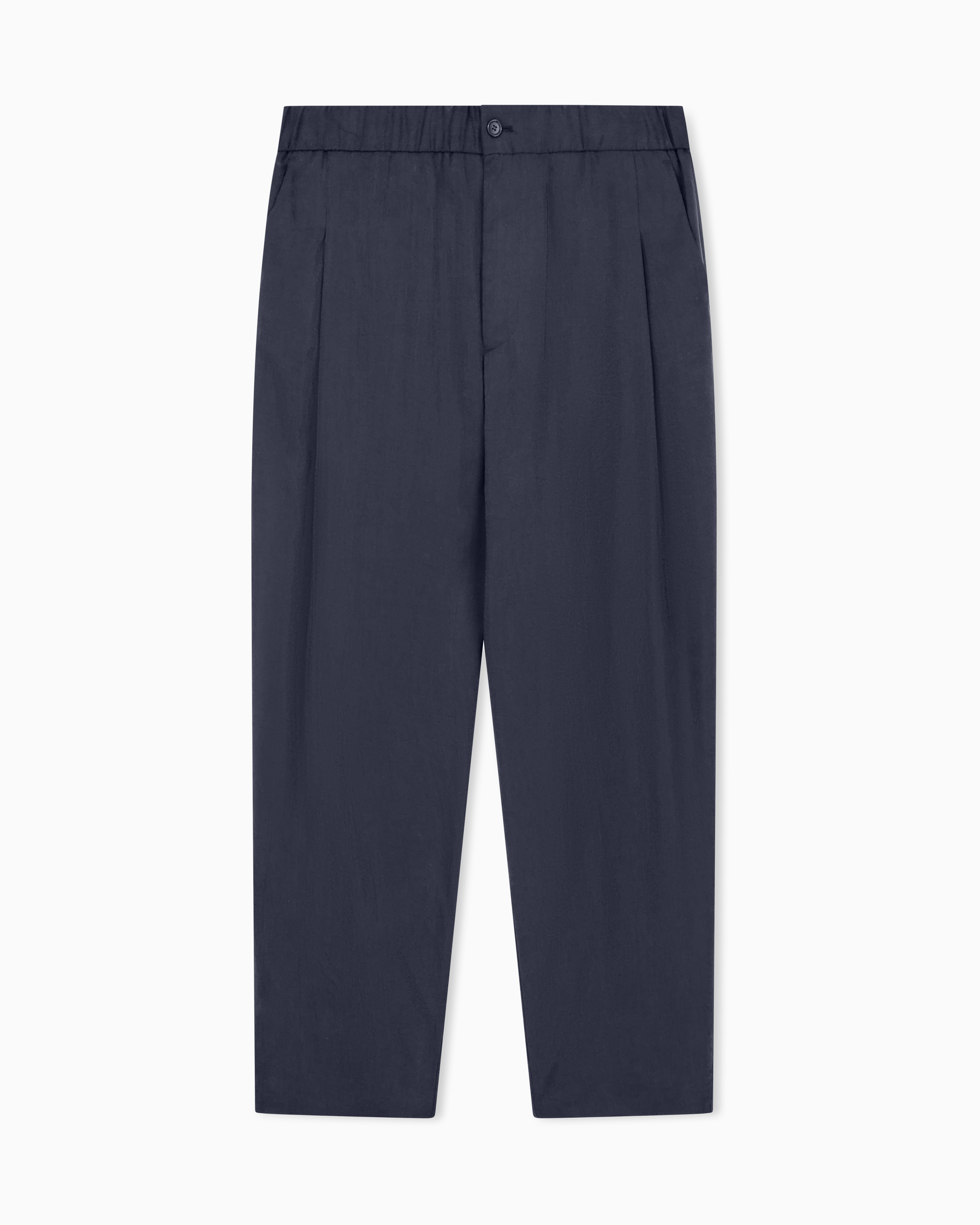 Giorgio Armani Black Washed, Silk-Blend, Single-Pleat Trousers