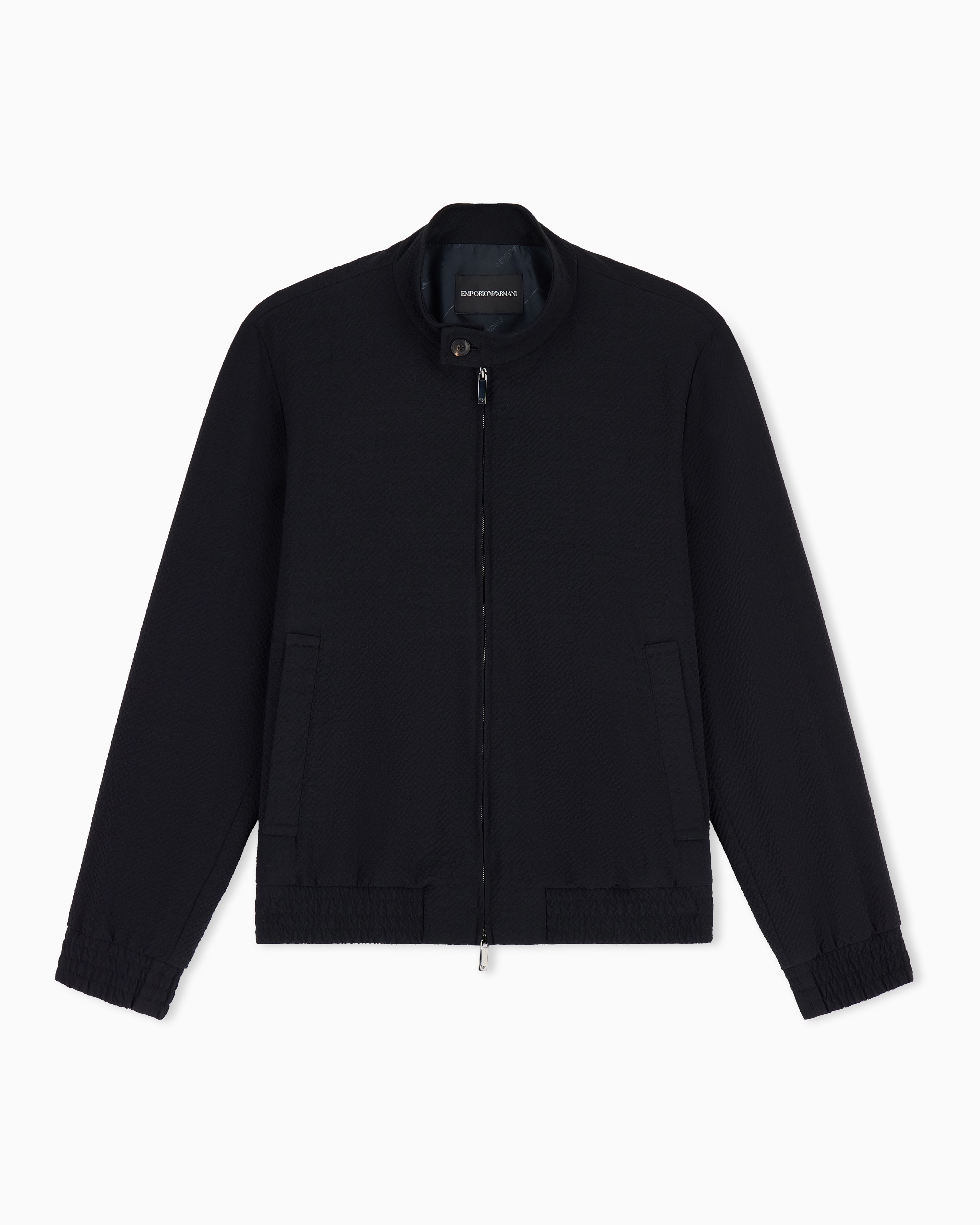 Emporio Armani Blouson In Seersucker Stretch Di Fresco Lana