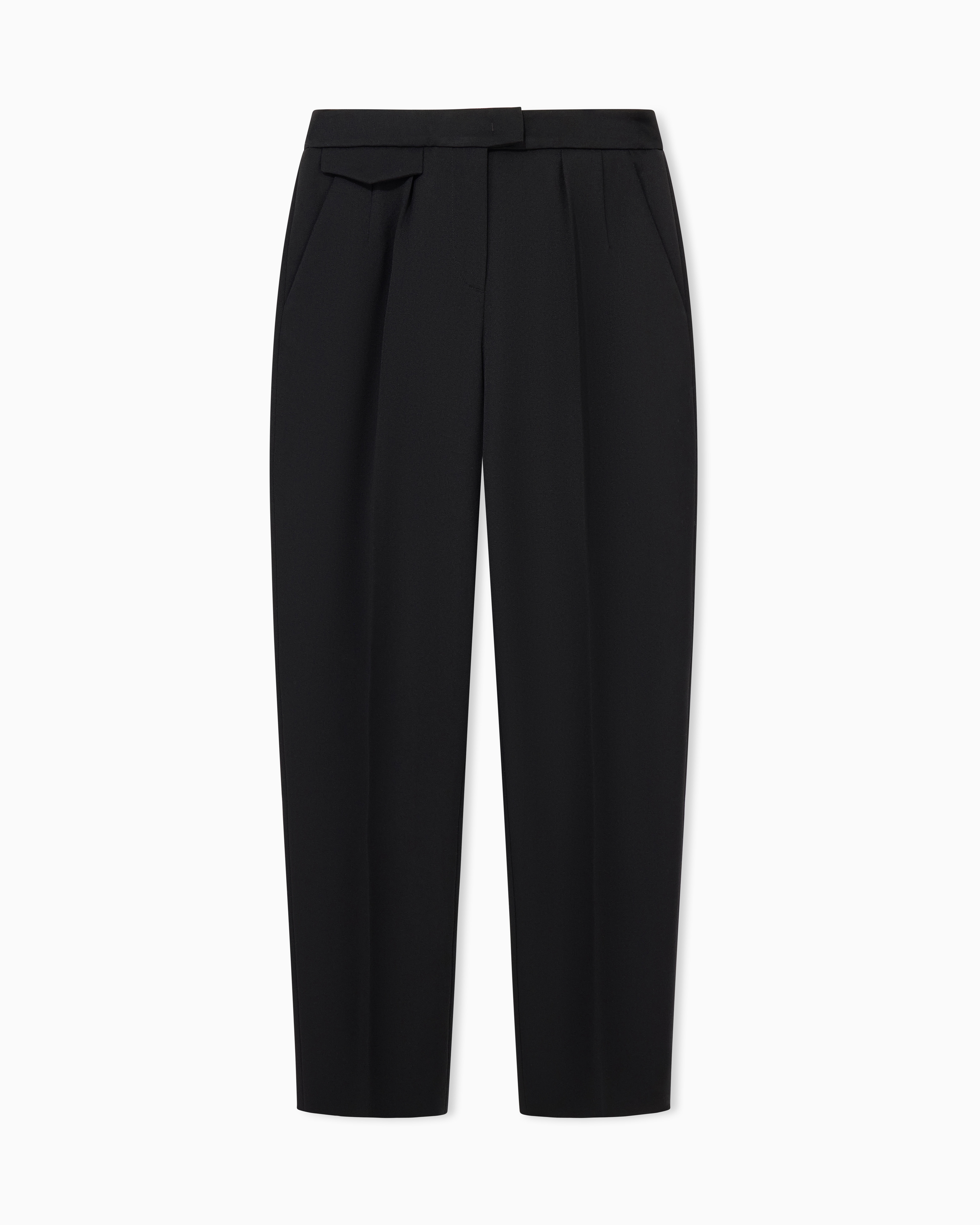Giorgio Armani Black Virgin Straight Trousers With A Flap Pocket