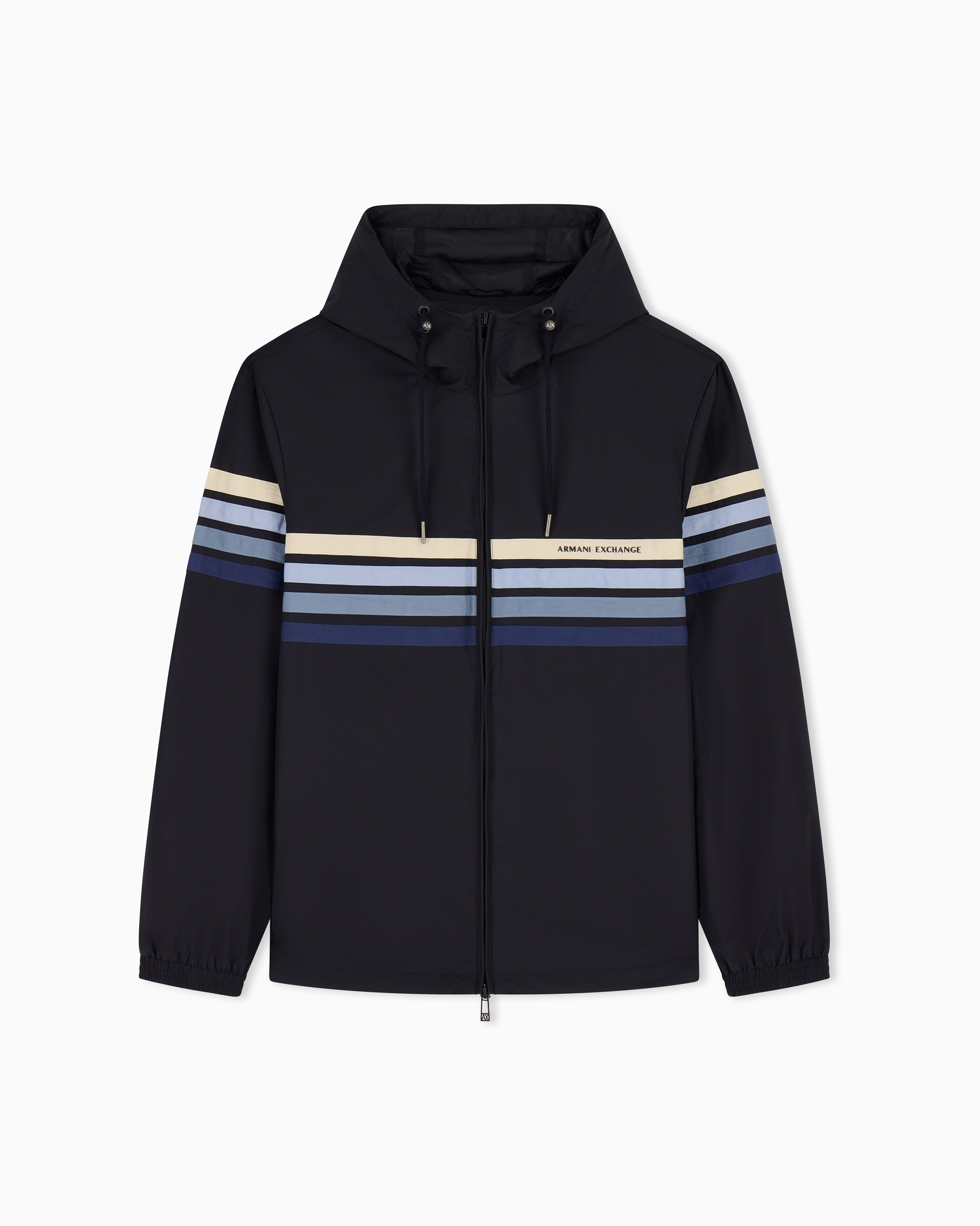 Armani Exchange Navy Blue Minimal Chic Stretch Nylon Technical Blouson