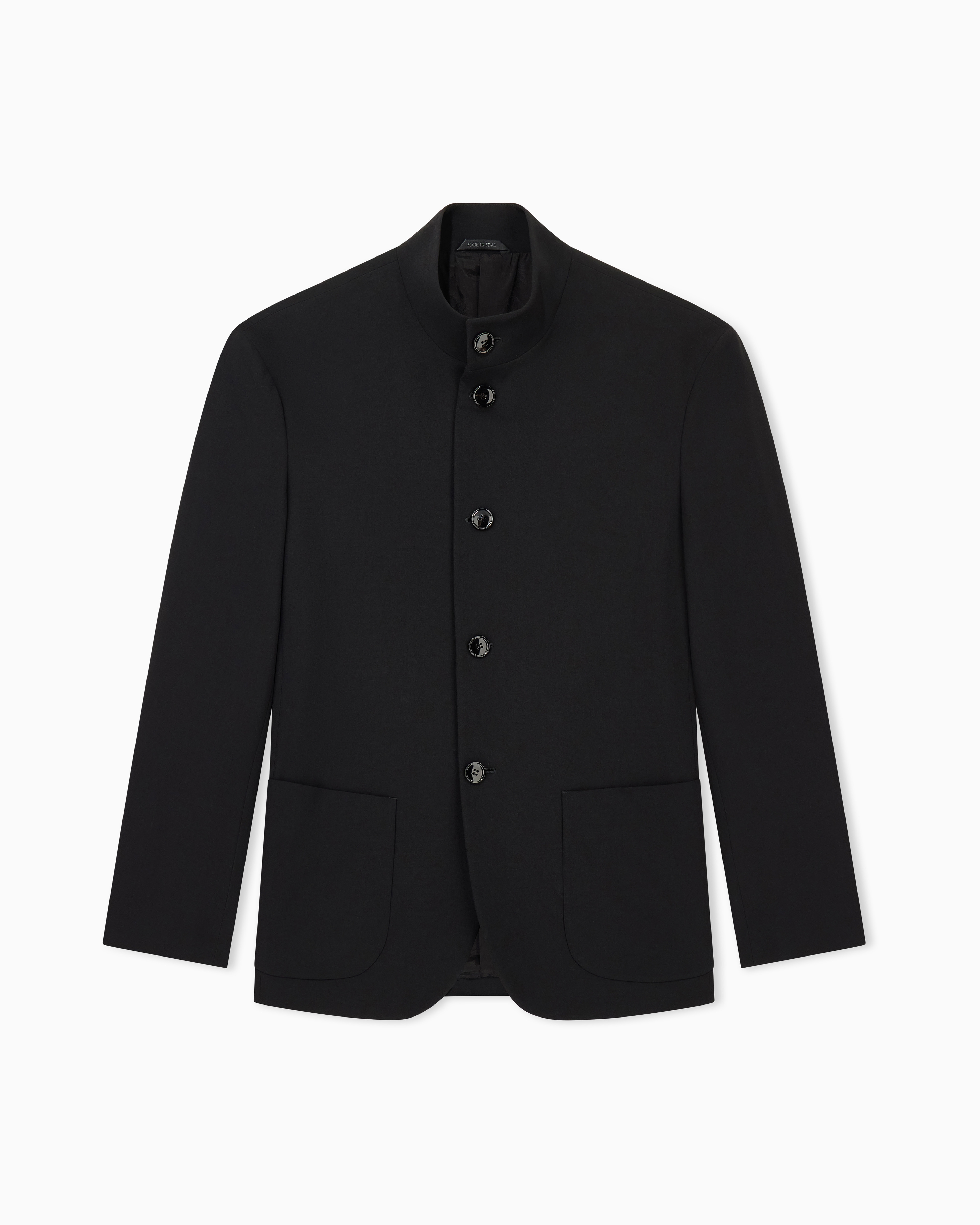 Giorgio Armani Black Blazer One Shot Regular Fit In Pure Virgin Wool Crepe