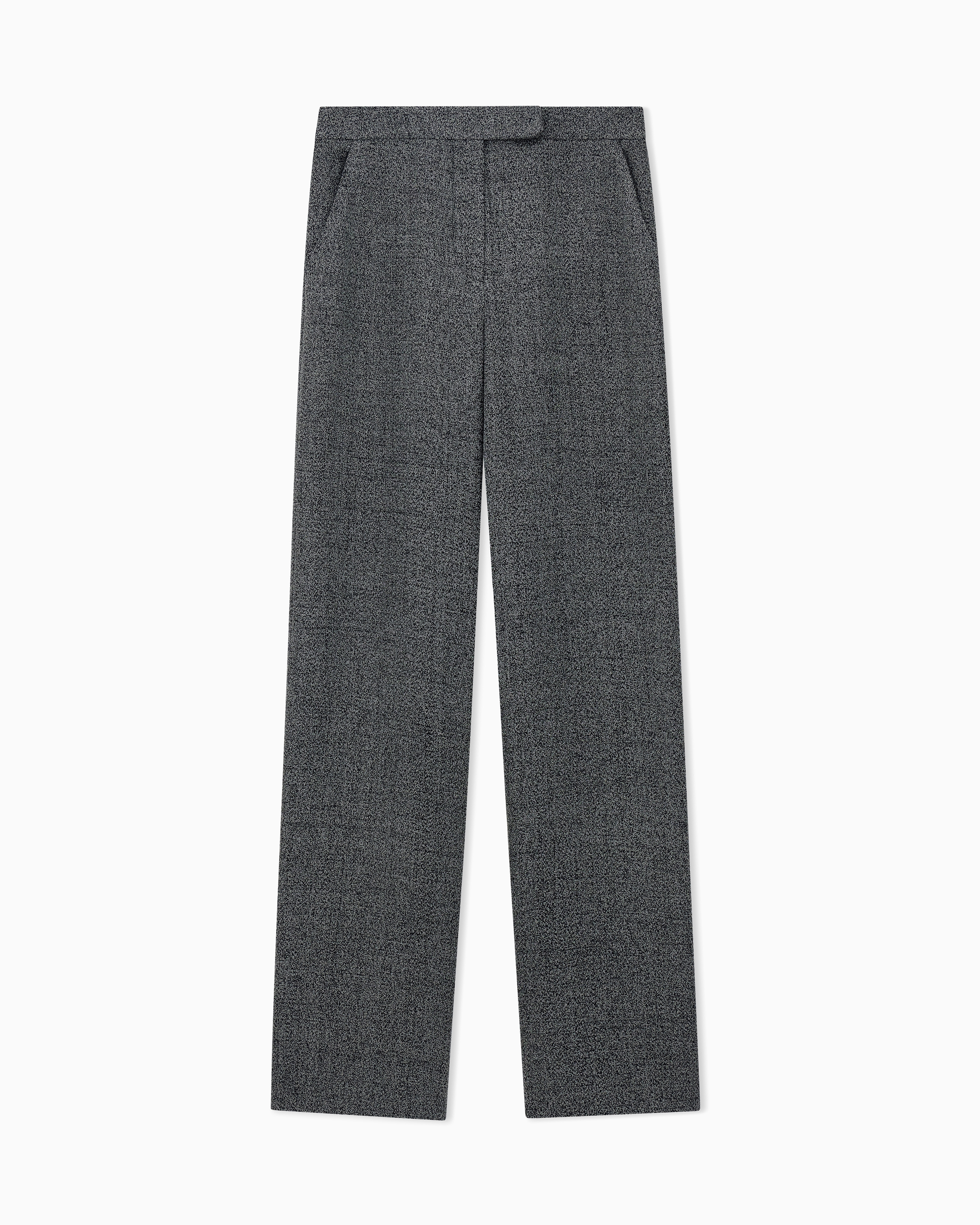 Emporio Armani Grey Tailored Straight-Leg Trousers In A Mouliné Mixed Viscose