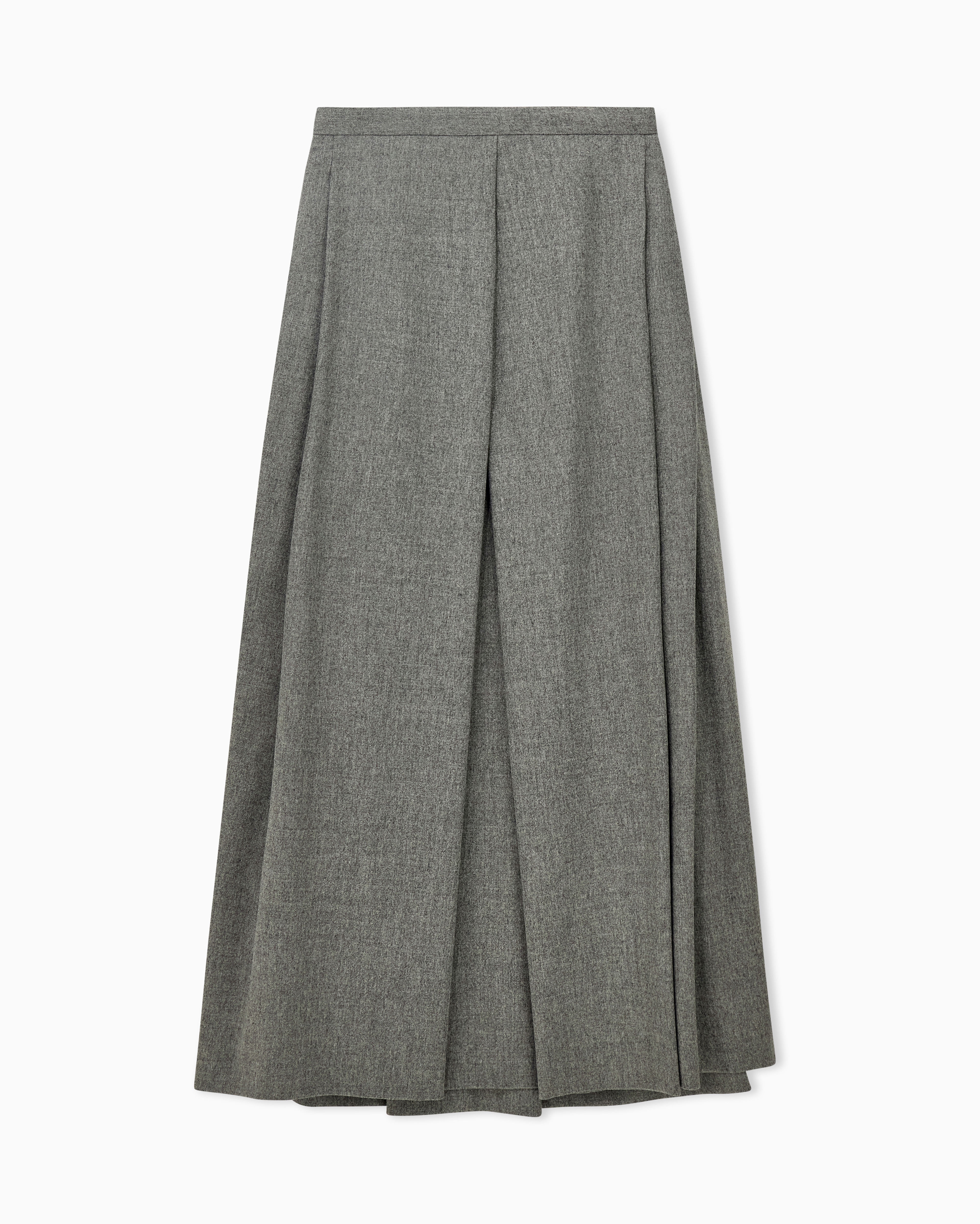 Emporio Armani Grey Skirt In Pleated Wool And Cashmere Flannel With A Back Zip