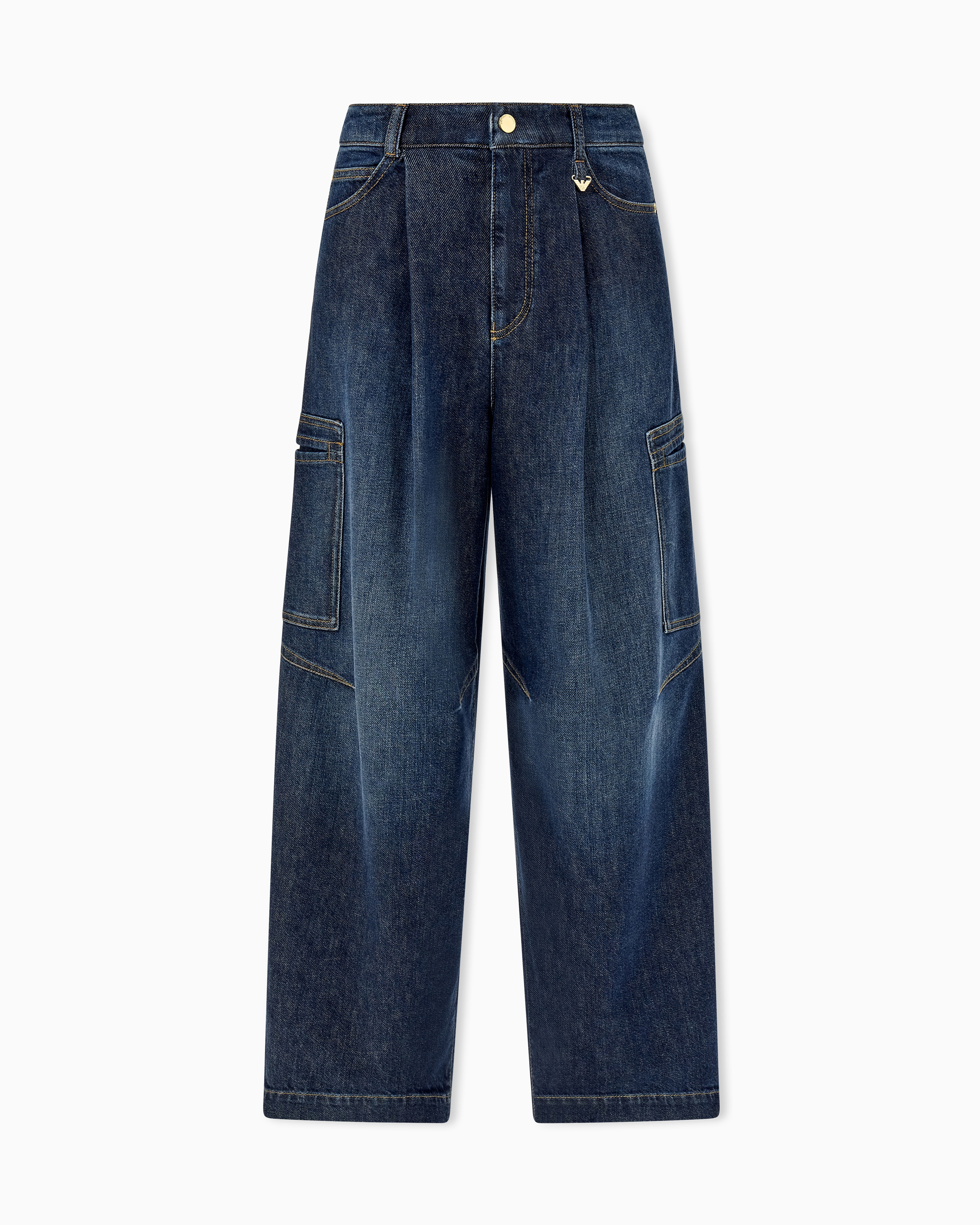 Wide-leg denim jeans with cargo pockets | Emporio Armani