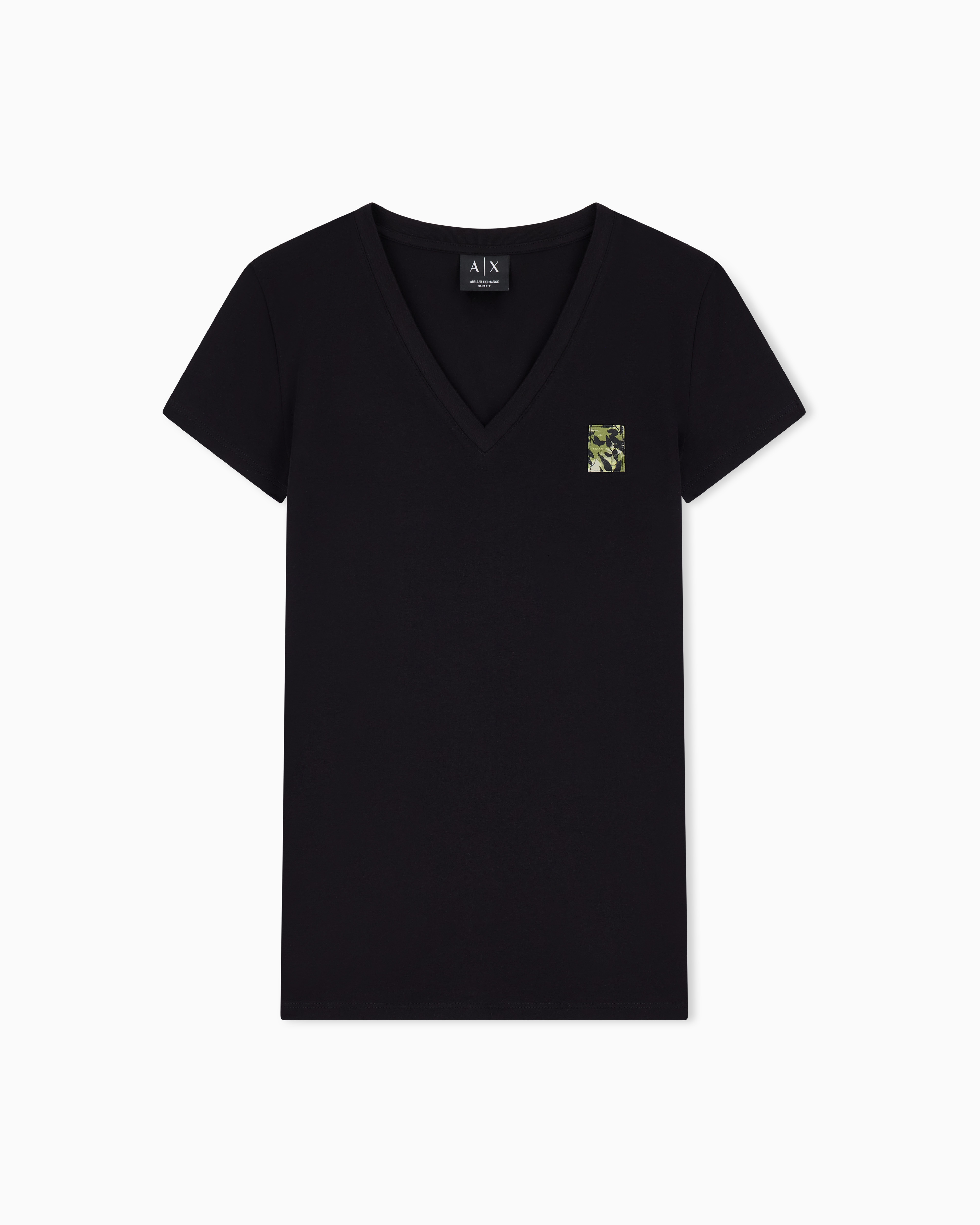 Armani Exchange Black Slim Fit T-Shirt In Stretch Cotton Jersey