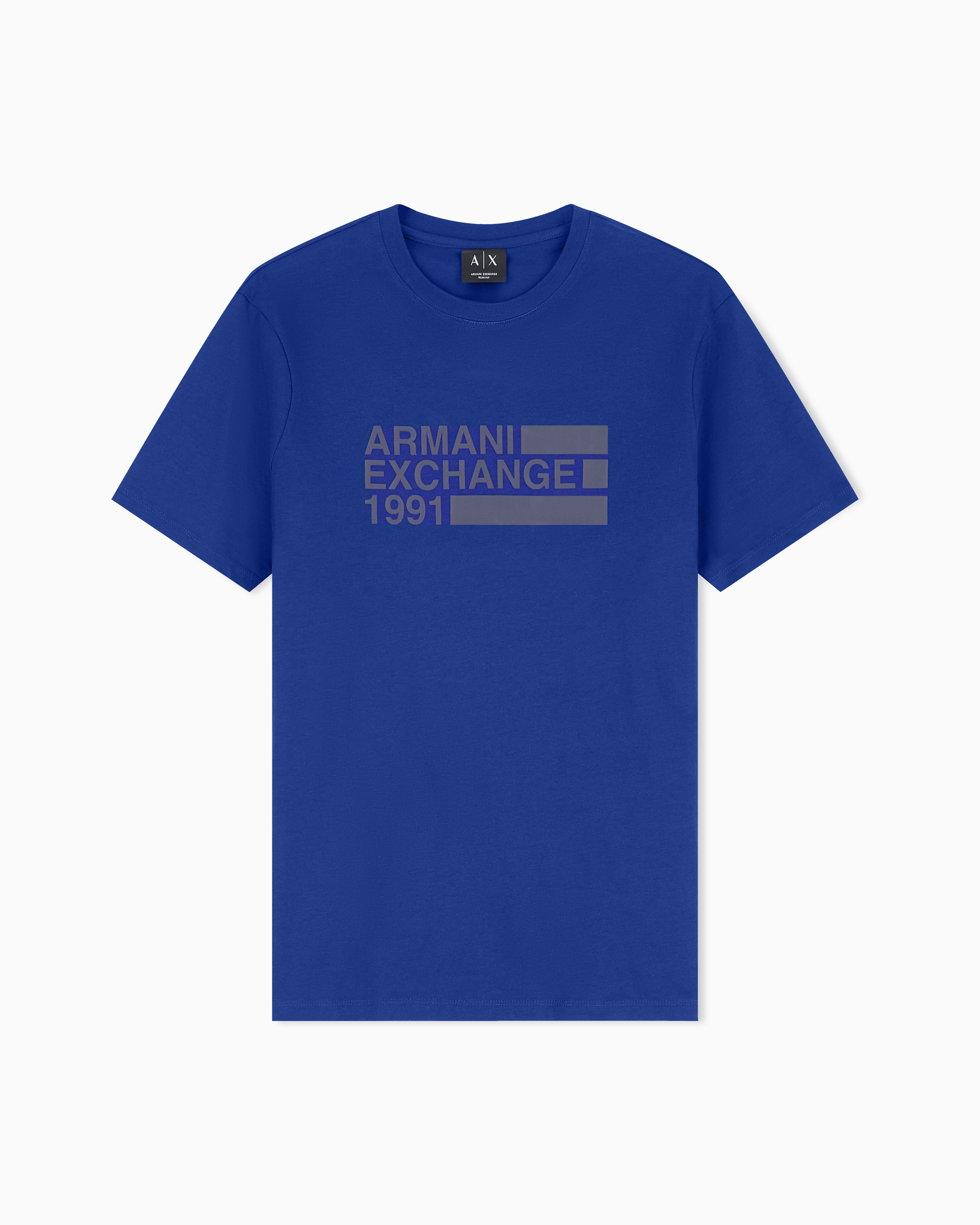 Armani Exchange Blue Slim Fit T-Shirt In Basic Cotton Jersey
