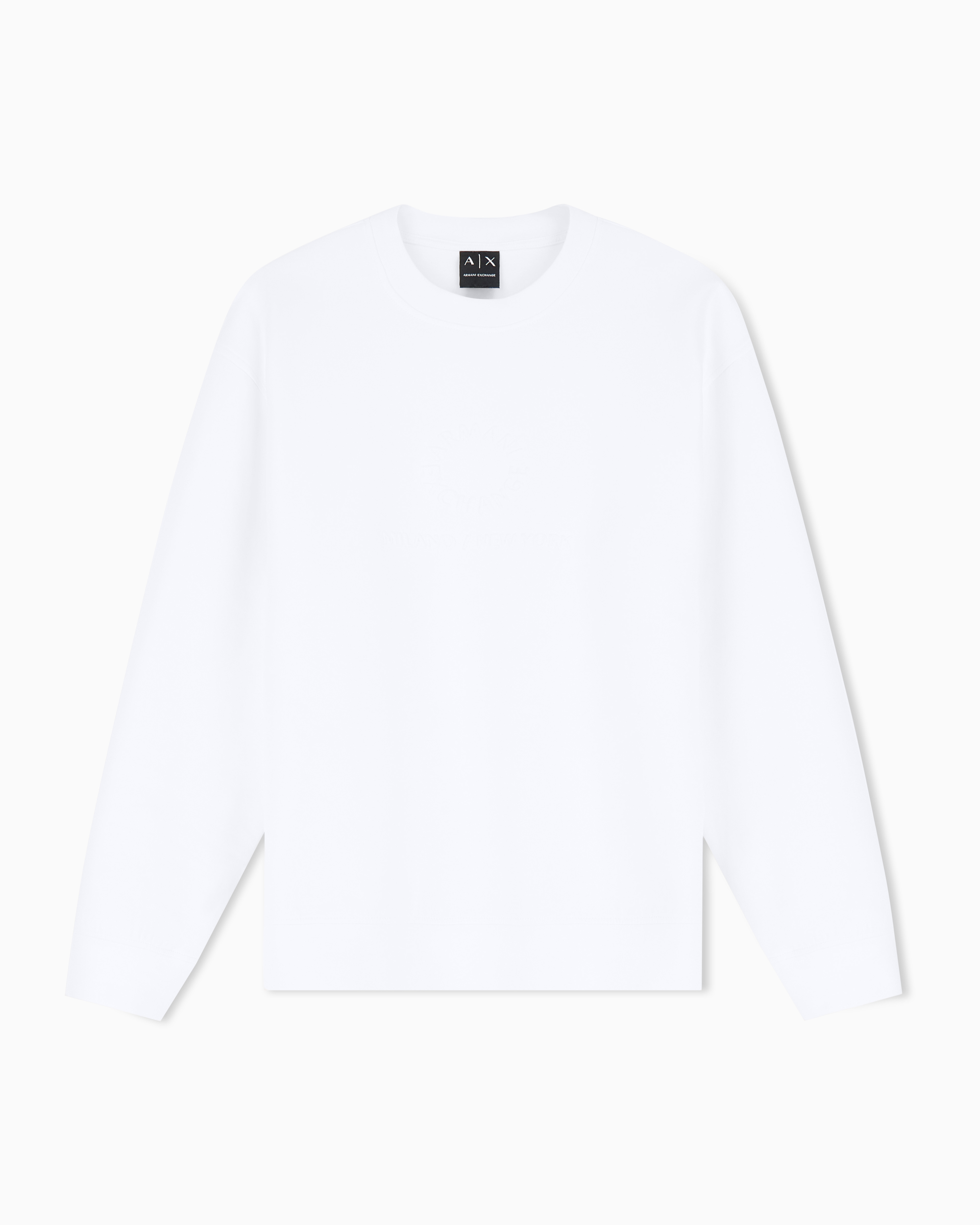 Armani Exchange White Stretch Bonded Cotton Sweatshirt