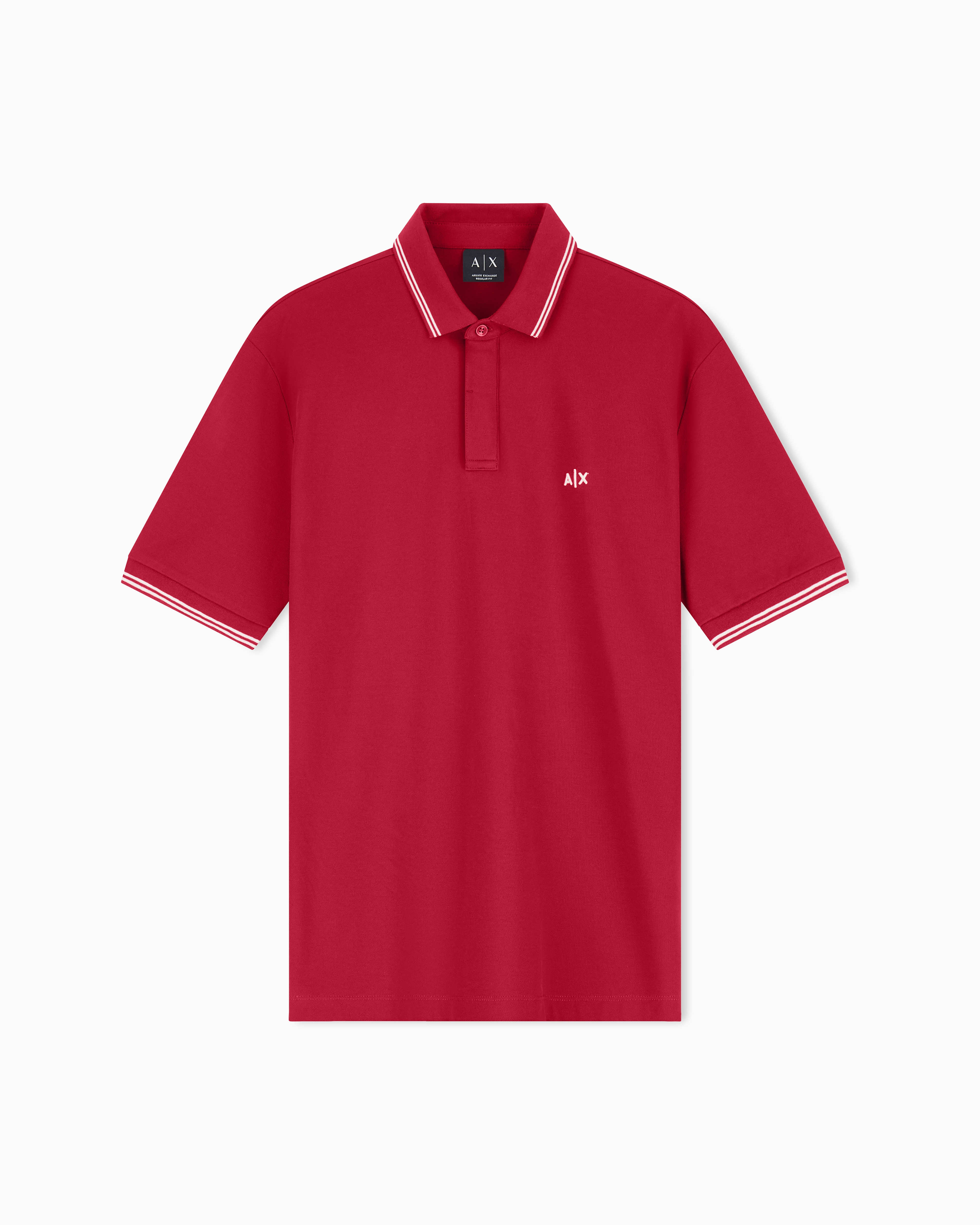 Armani Exchange Red Stretch Pique Polo Shirt With Contrasting Trim