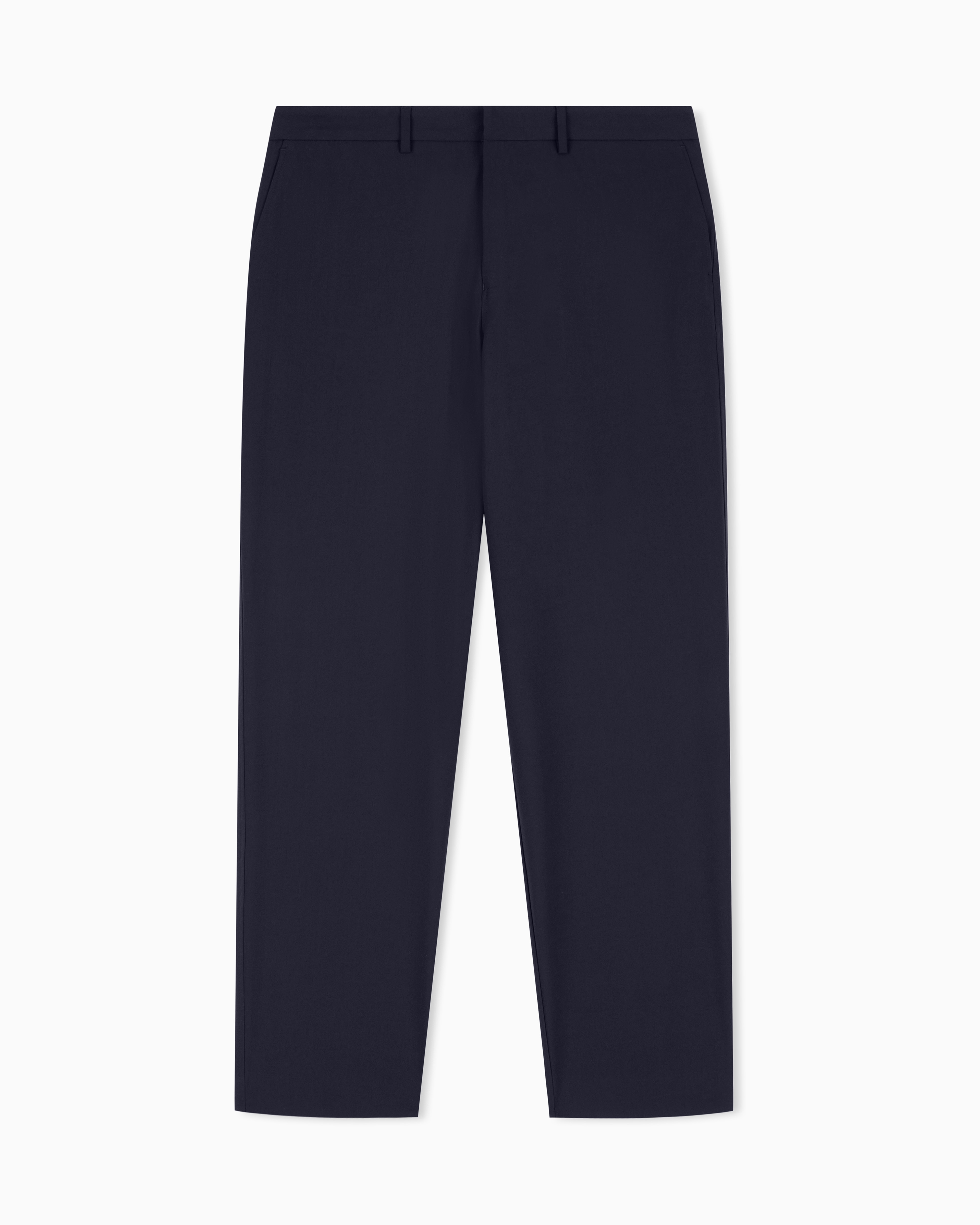 Armani Exchange Navy Blue Straight-Leg Wool Blend Trousers