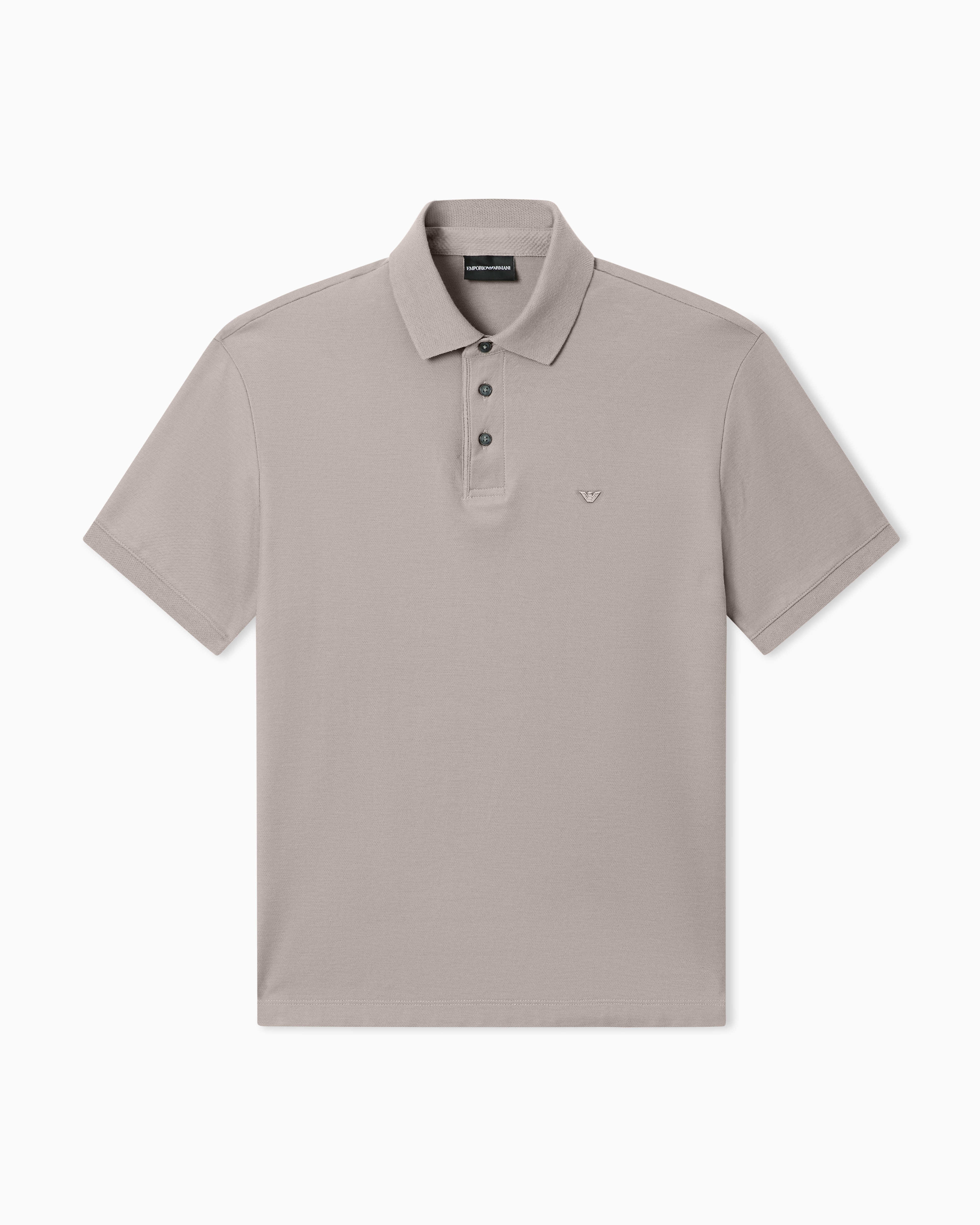 Emporio Armani Grey Regular Fit Piqué Polo Shirt