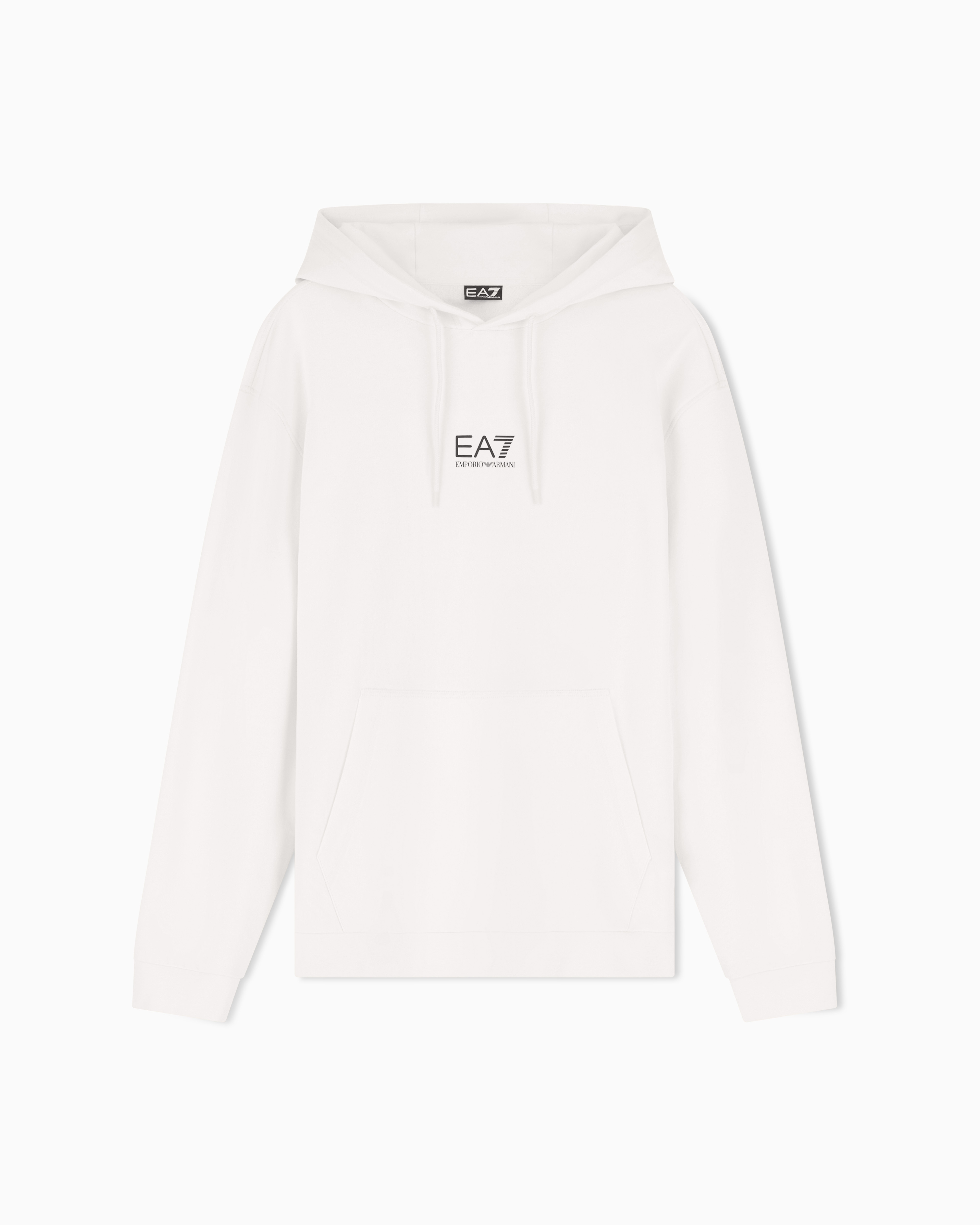 Ea7 White Graphic Series Cotton Jersey Hooded Sweatshirt