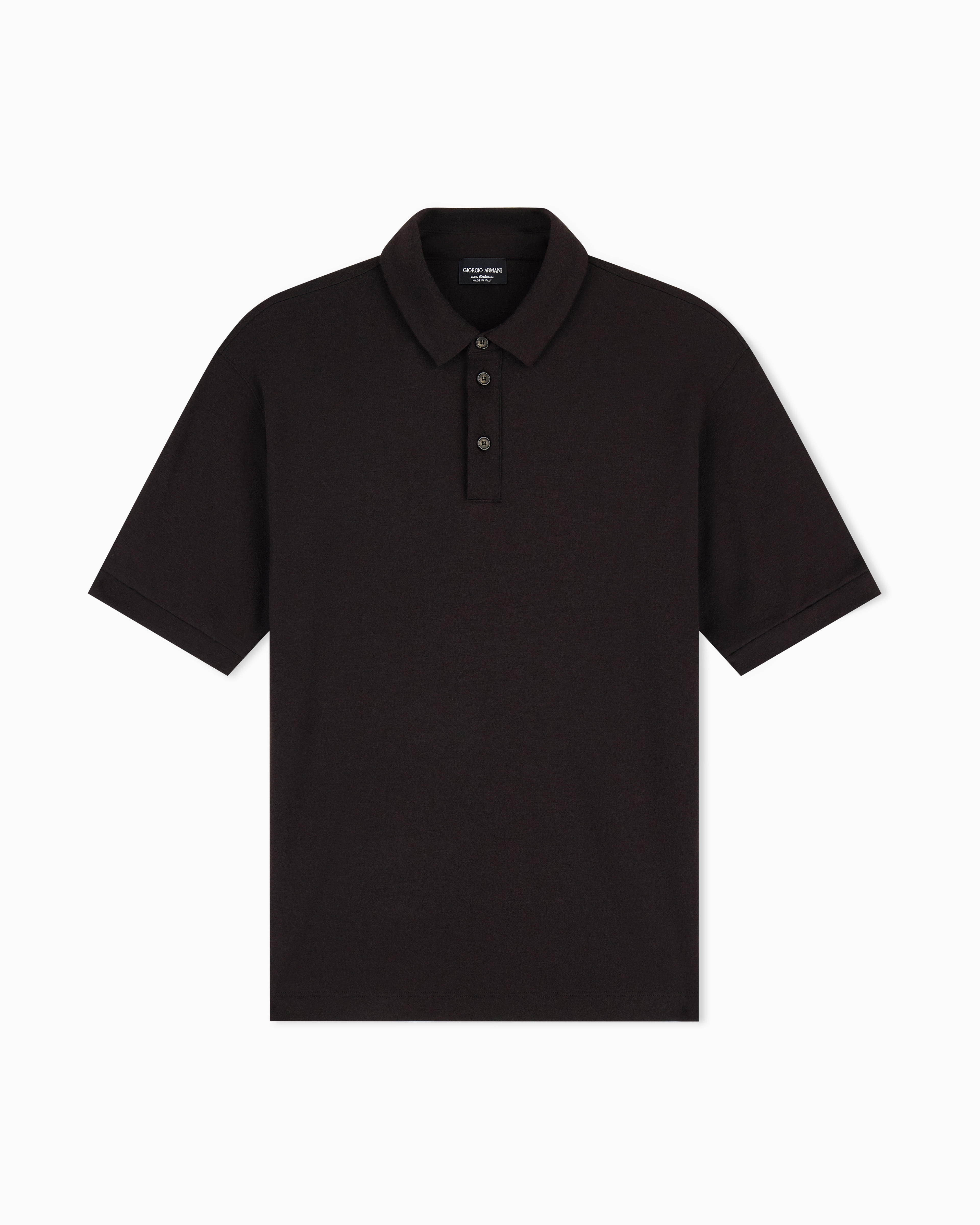 Giorgio Armani Brown Polo Shirt Cashmere Pure Interlock