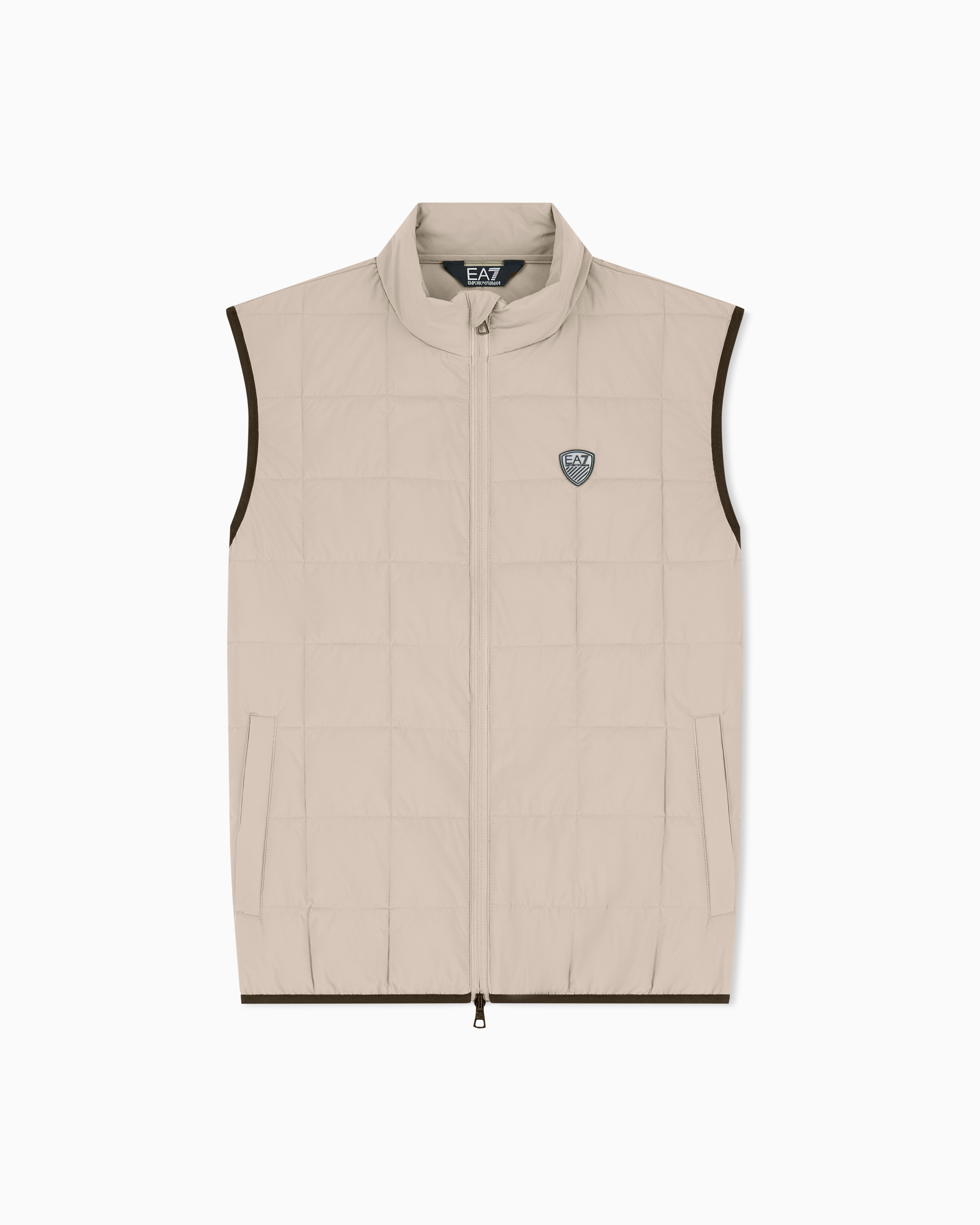Ea7 Beige Premium Shield Technical-Fabric Gilet