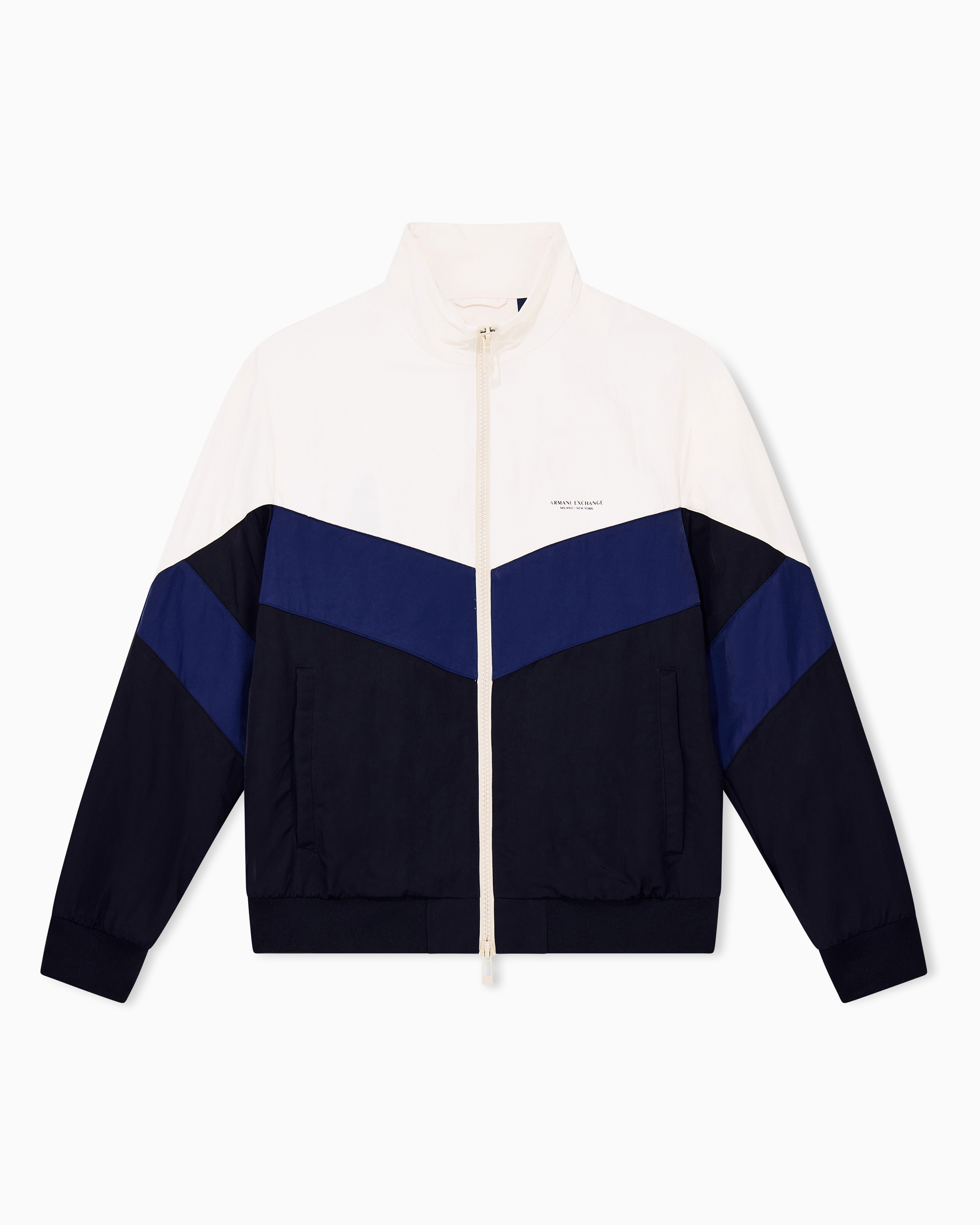 Armani Exchange Blue Blouson Jacket In Nylon