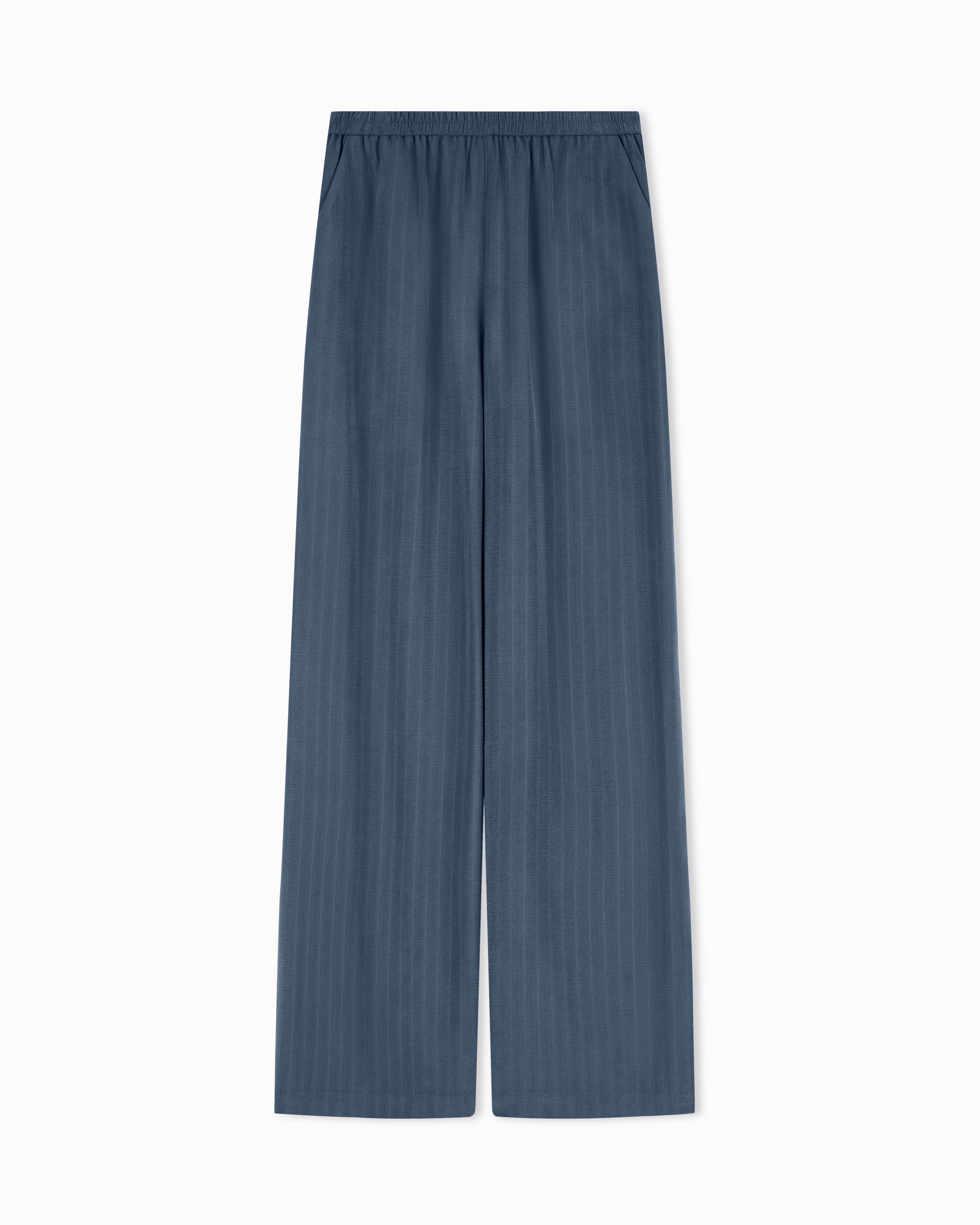 Emporio Armani Blue Pinstriped Flowing Fabric Trousers